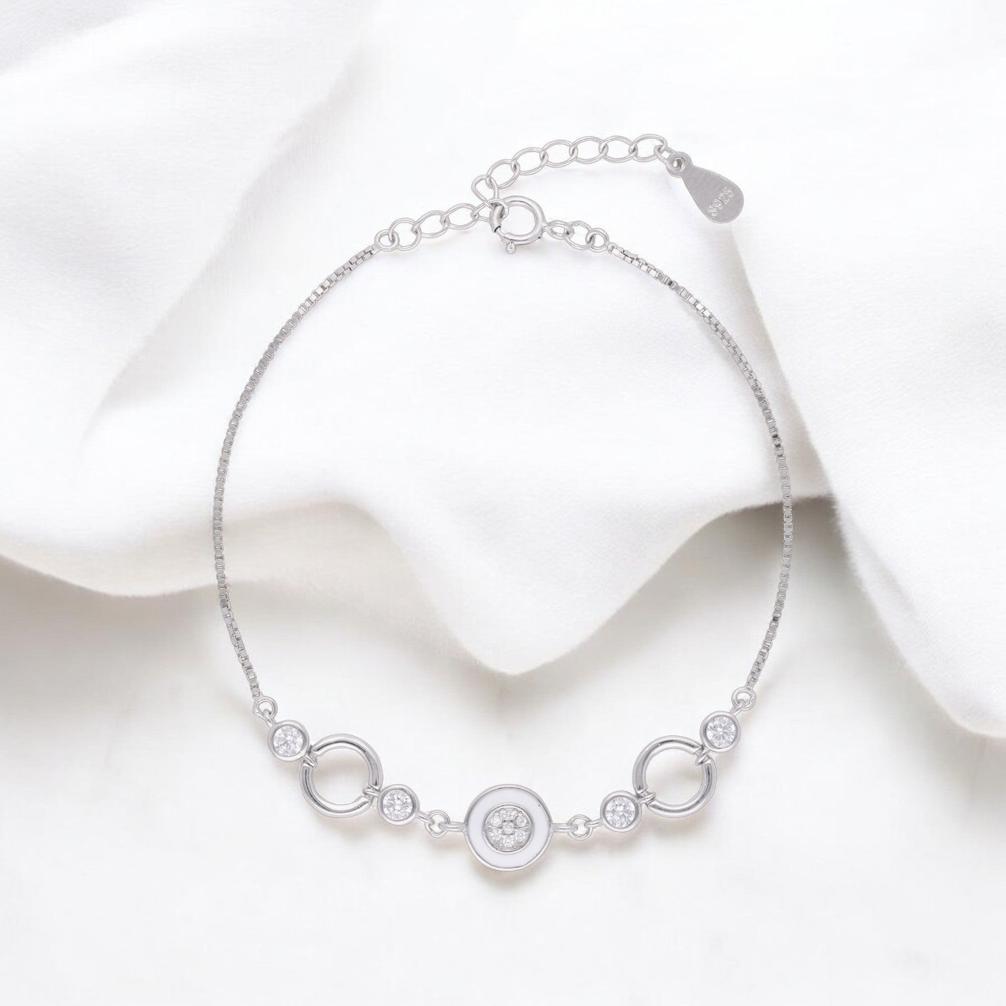 Ethereal Orbit Sterling Silver Bracelet – A Celestial Harmony of Elegance | SKU : 0021546617, 0021546594