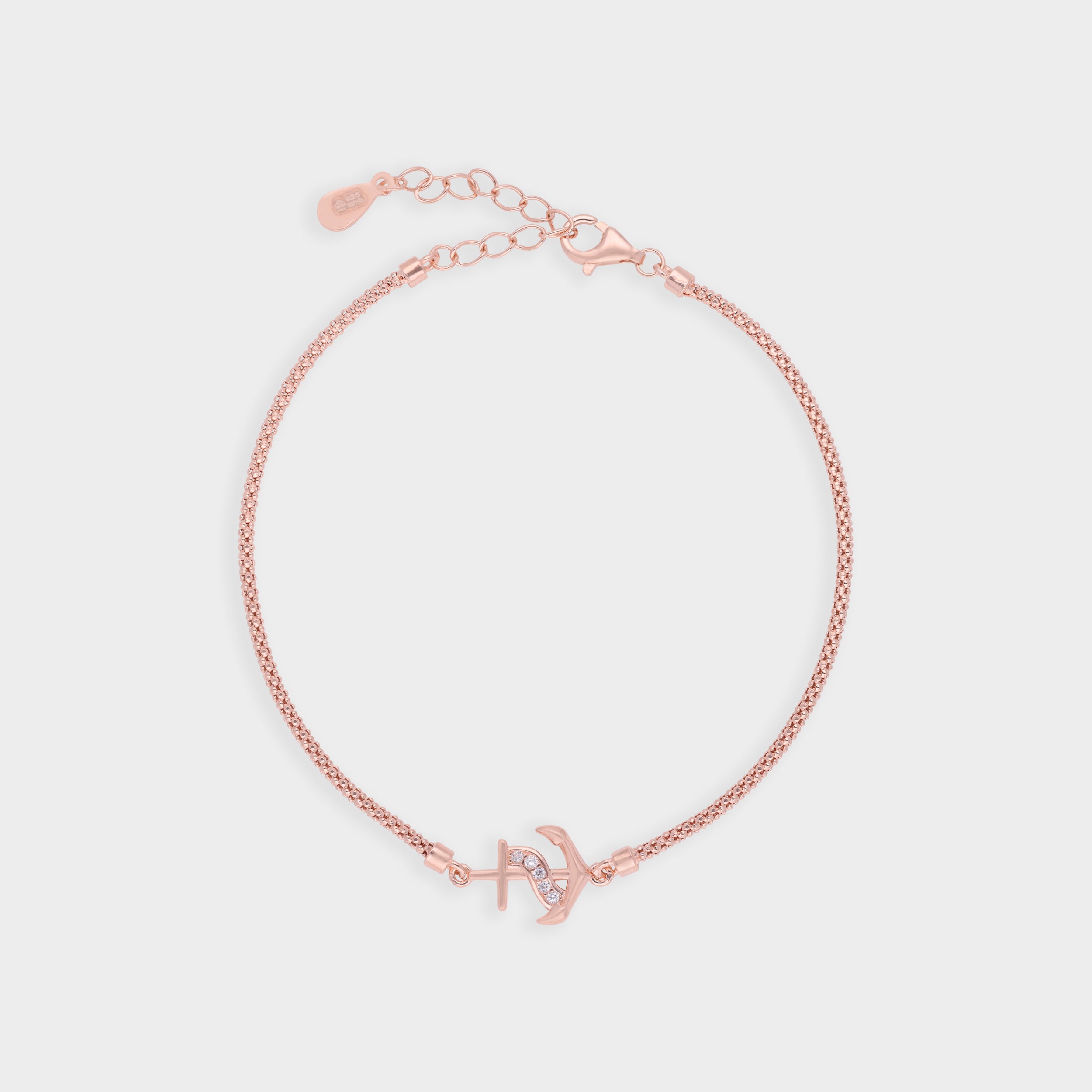 Silver-Tone Nautical Anchor Bracelet with Pavé Accent | SKU :  0003631089, 0021546679, 0021546655, 0021546662