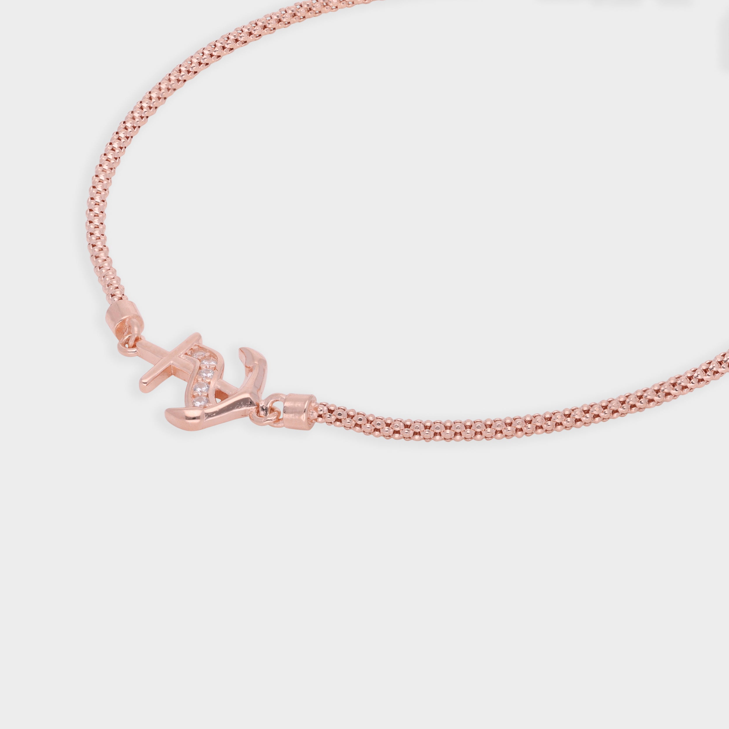 Silver-Tone Nautical Anchor Bracelet with Pavé Accent | SKU :  0003631089, 0021546679, 0021546655, 0021546662