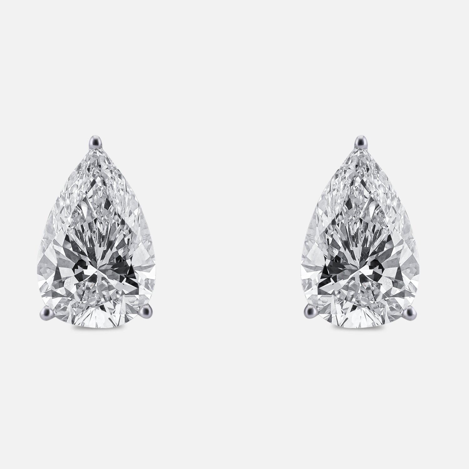 Pear Step-Cut Lab Grown Diamond Solitaire Stud Earrings in White Gold | SKU : 0021844812