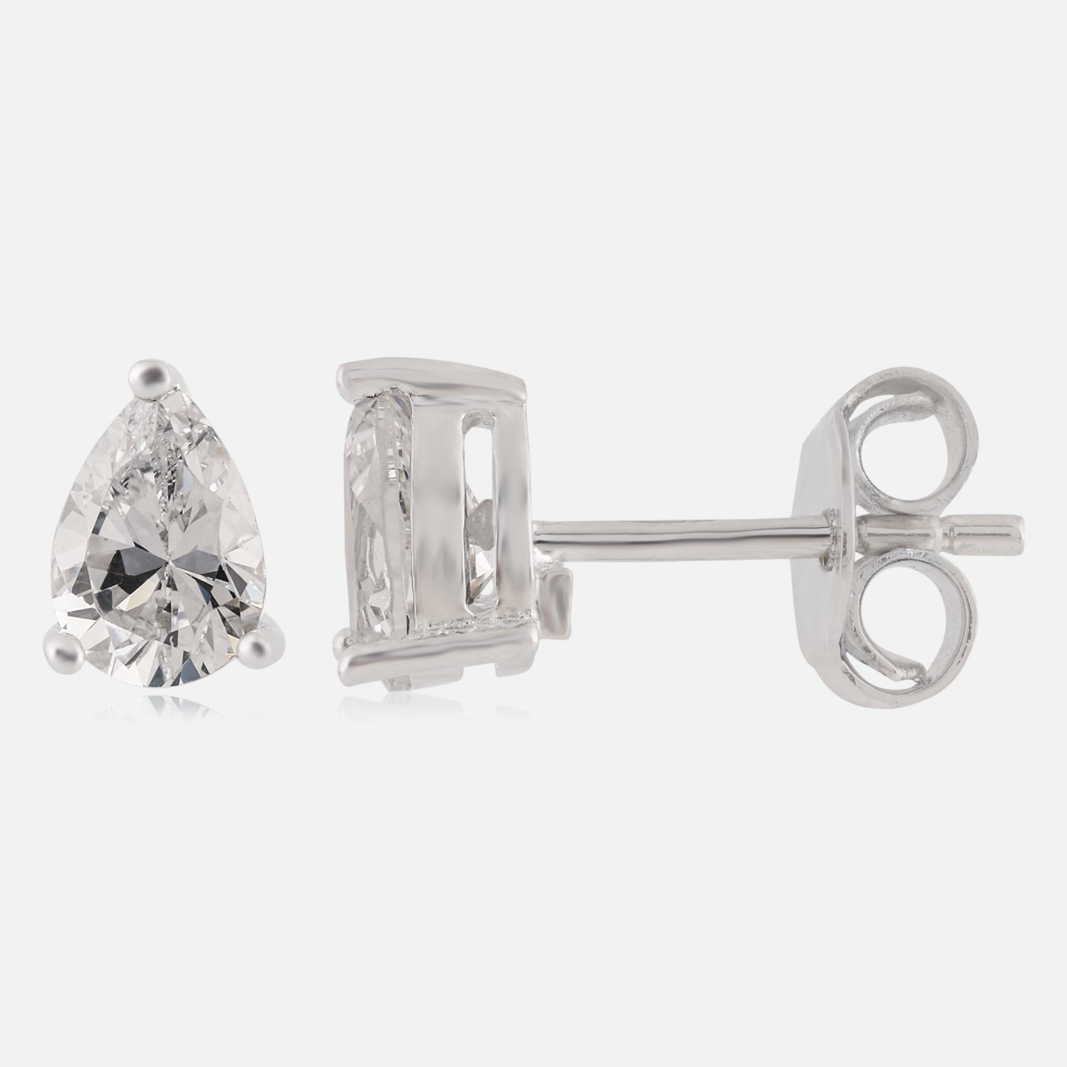 Sterling Silver Pear-Cut Cubic Zirconia Stud Earrings | SKU : 0022158932