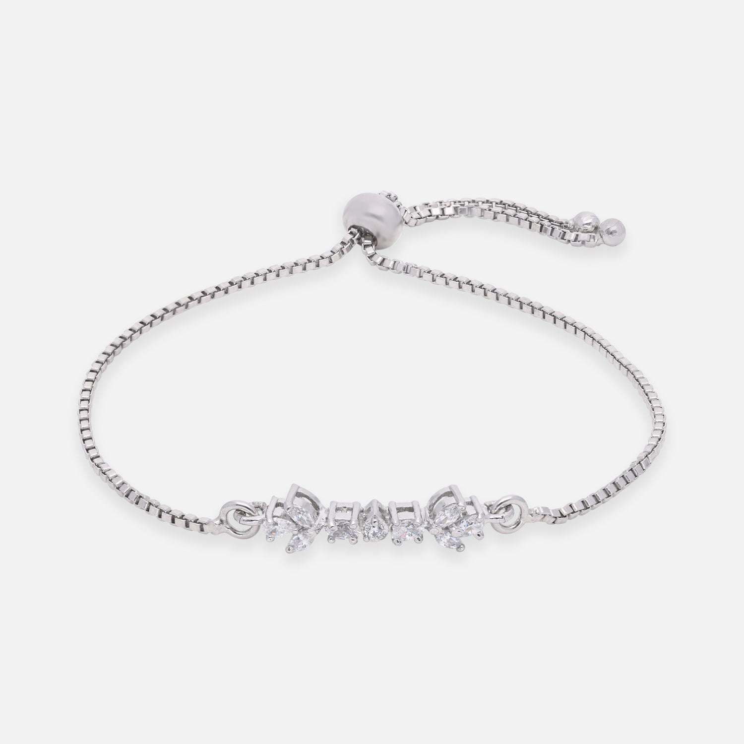 Baguette & Princess-Cut Cubic Zirconia Sterling Silver Adjustable Bracelet | SKU : 0022164254, 0022167859, 0003888469