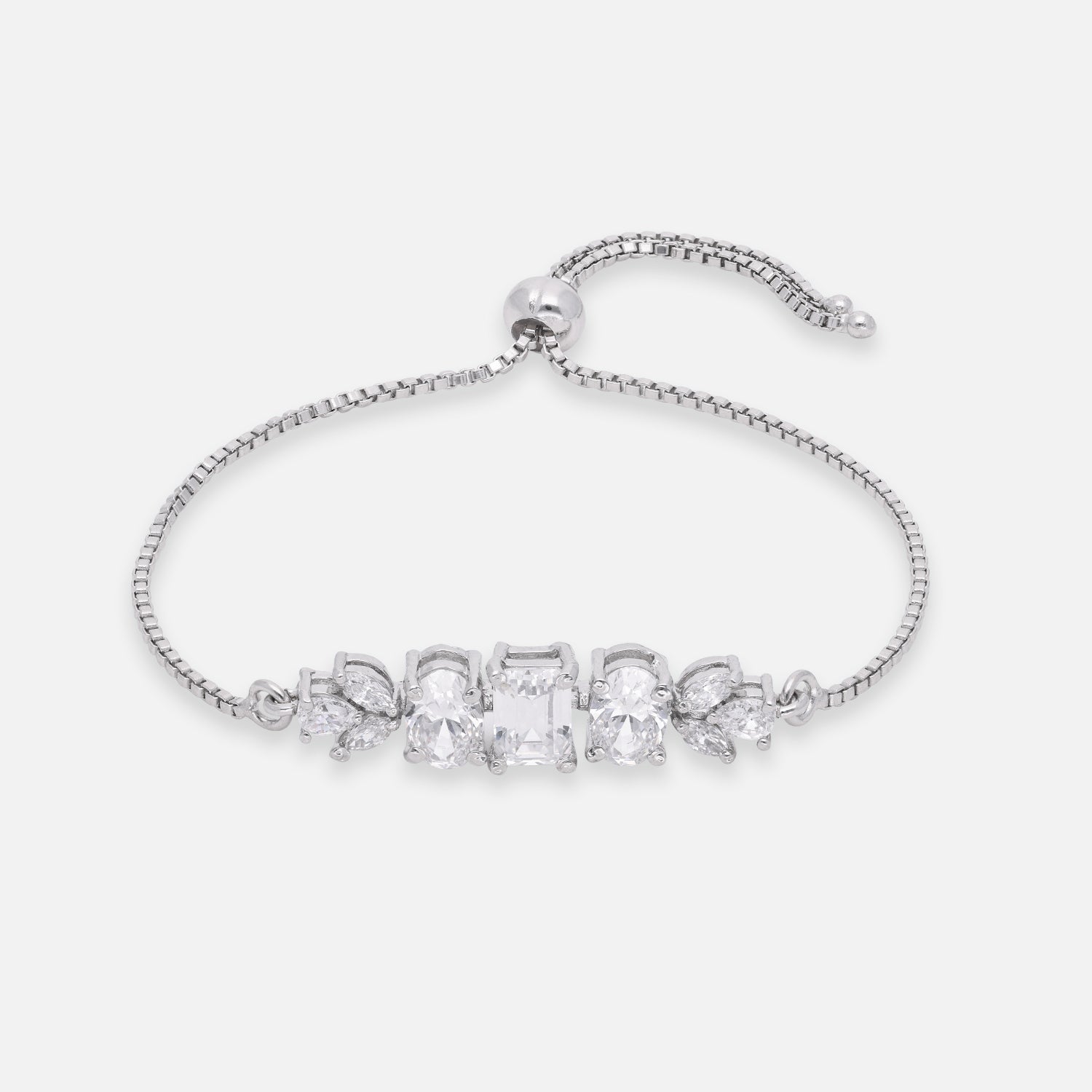 Emerald-Cut Line Adjustable Sterling Silver Bracelet | SKU : 0022164056, 0022167651, 0003888261