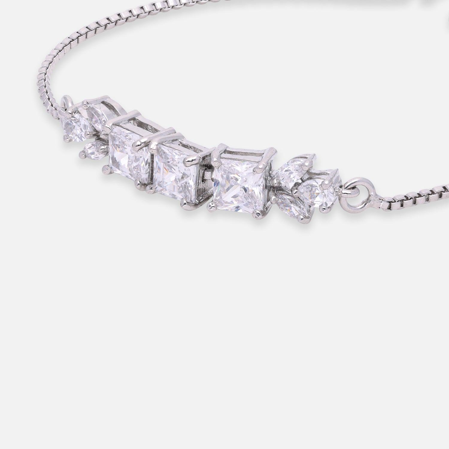 Graduated Emerald-Cut Adjustable Sterling Silver Bracelet | SKU : 0022164063, 0022167668, 0003888278