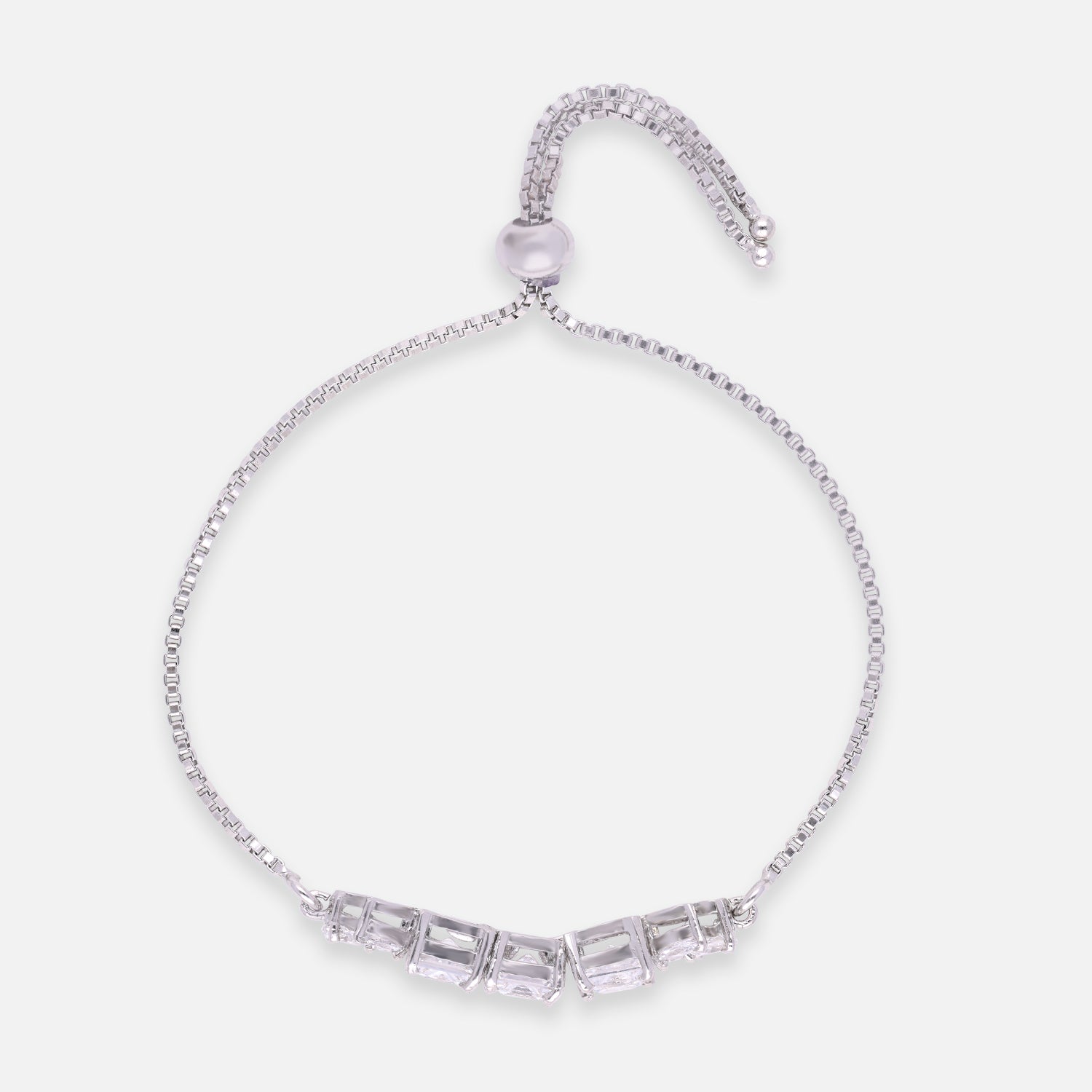 Graduated Emerald-Cut Adjustable Sterling Silver Bracelet | SKU : 0022164063, 0022167668, 0003888278