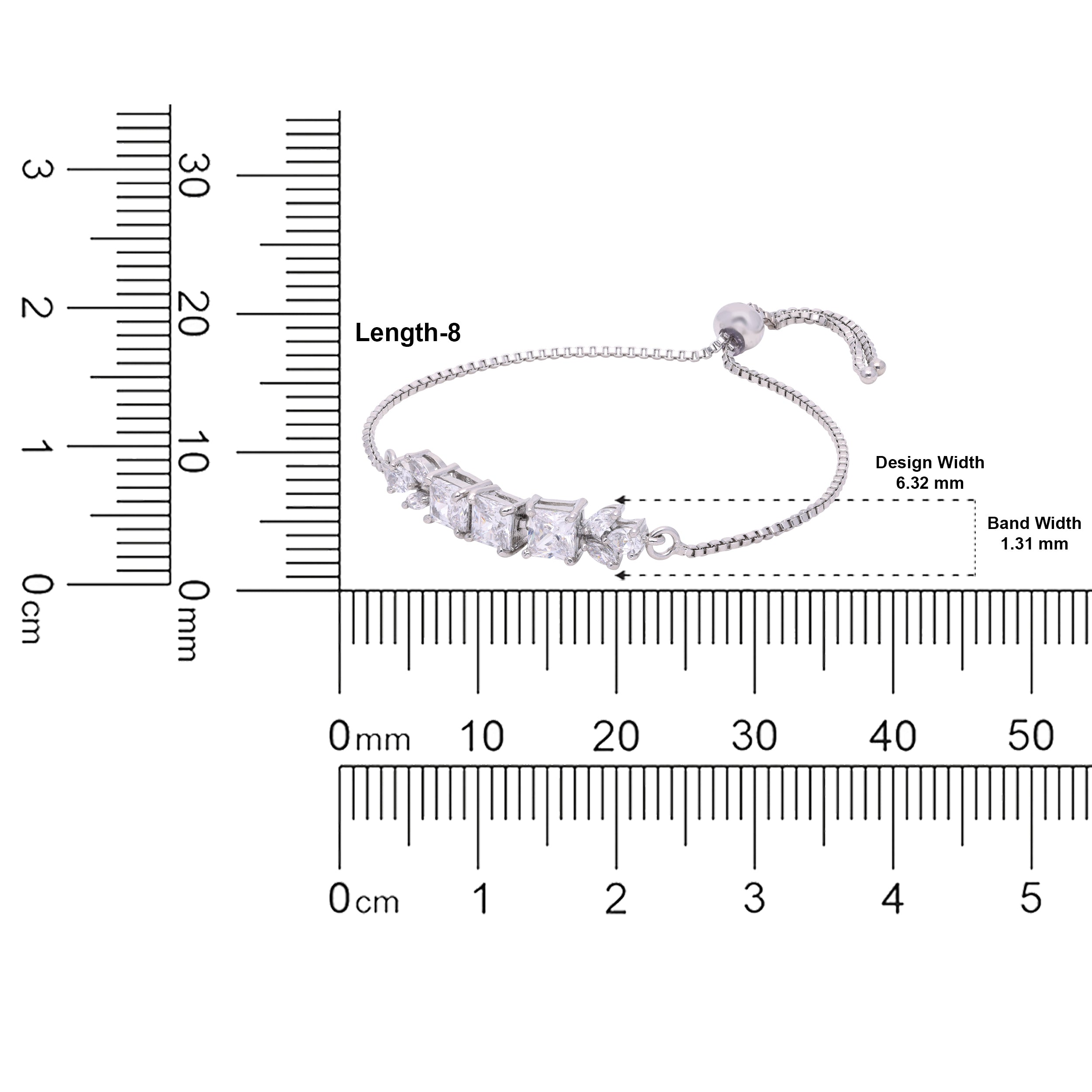 Graduated Emerald-Cut Adjustable Sterling Silver Bracelet | SKU : 0022164063, 0022167668, 0003888278