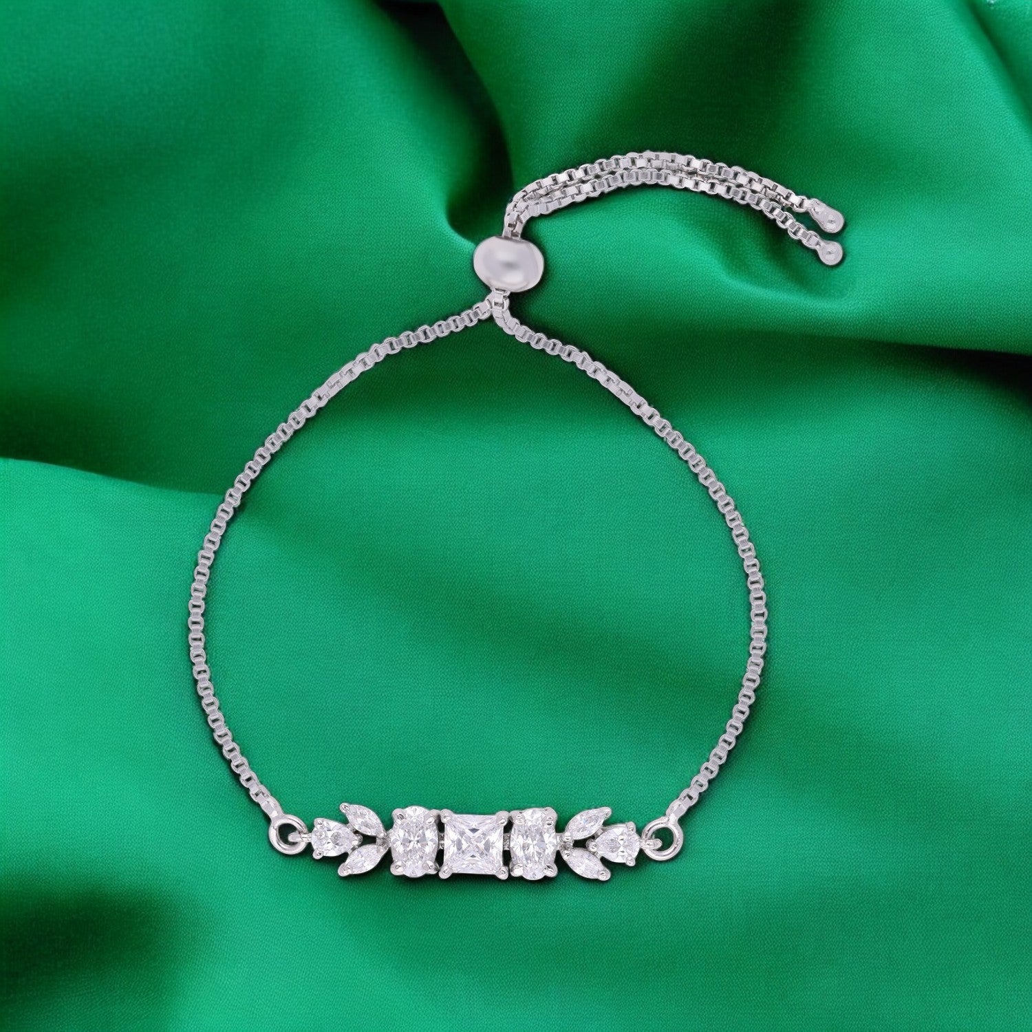 Floral Motif Adjustable Sterling Silver Bracelet | SKU : 0022164124, 0022167729, 0003888339