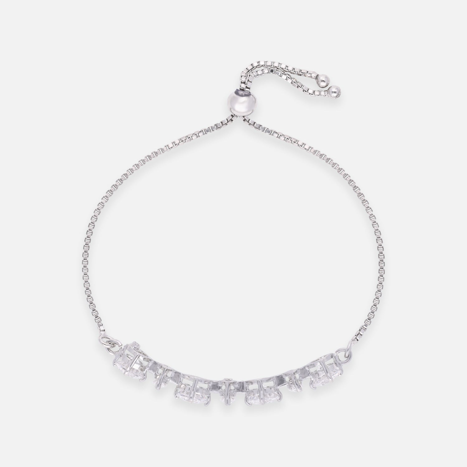 Multi-Baguette & Princess-Cut Cubic Zirconia Sterling Silver Adjustable Bracelet | SKU : 0022164148, 0022167743, 0003888353