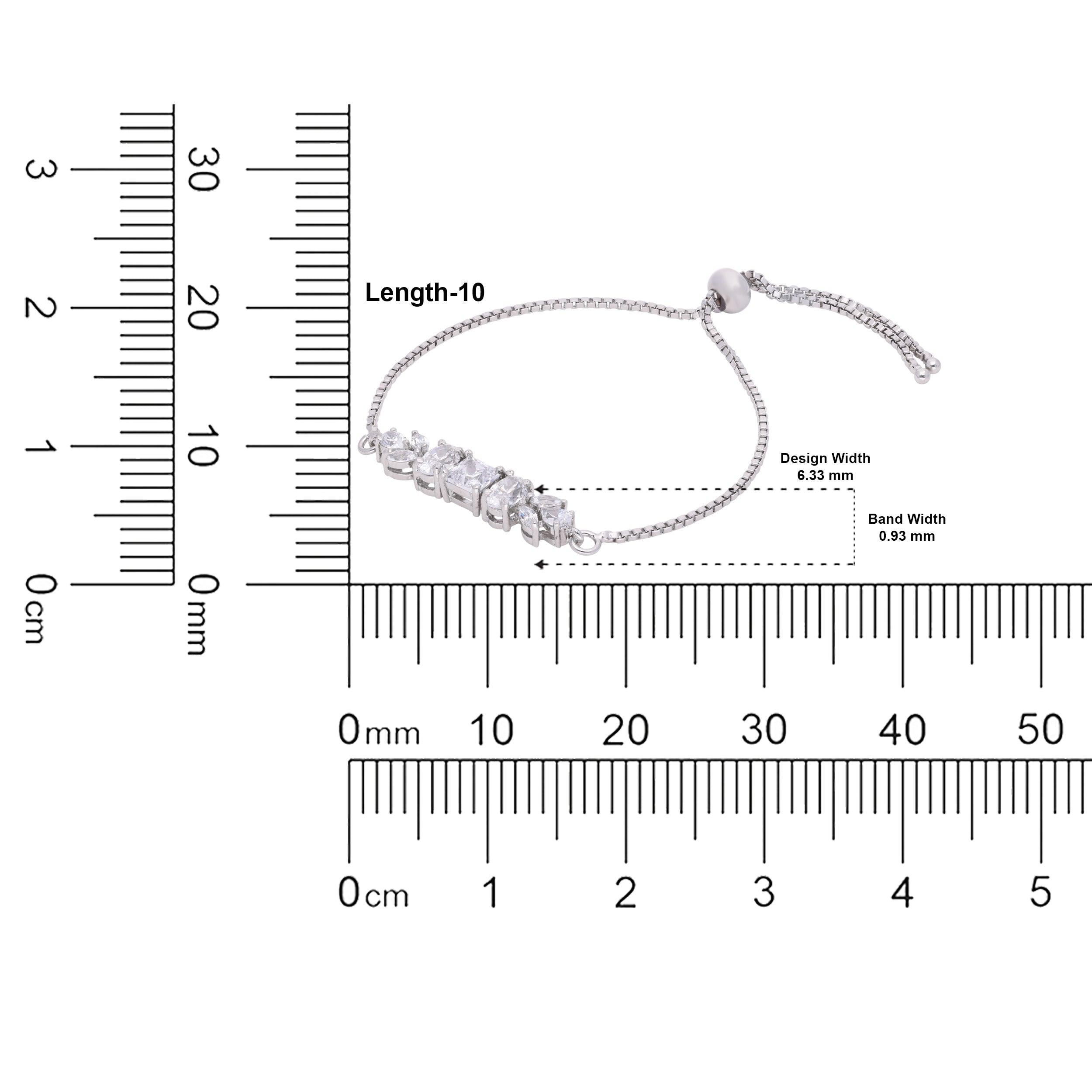 Sterling Silver Triple Round & Leaf CZ Adjustable Bracelet | SKU : 0022164155, 0022167750, 0003888360