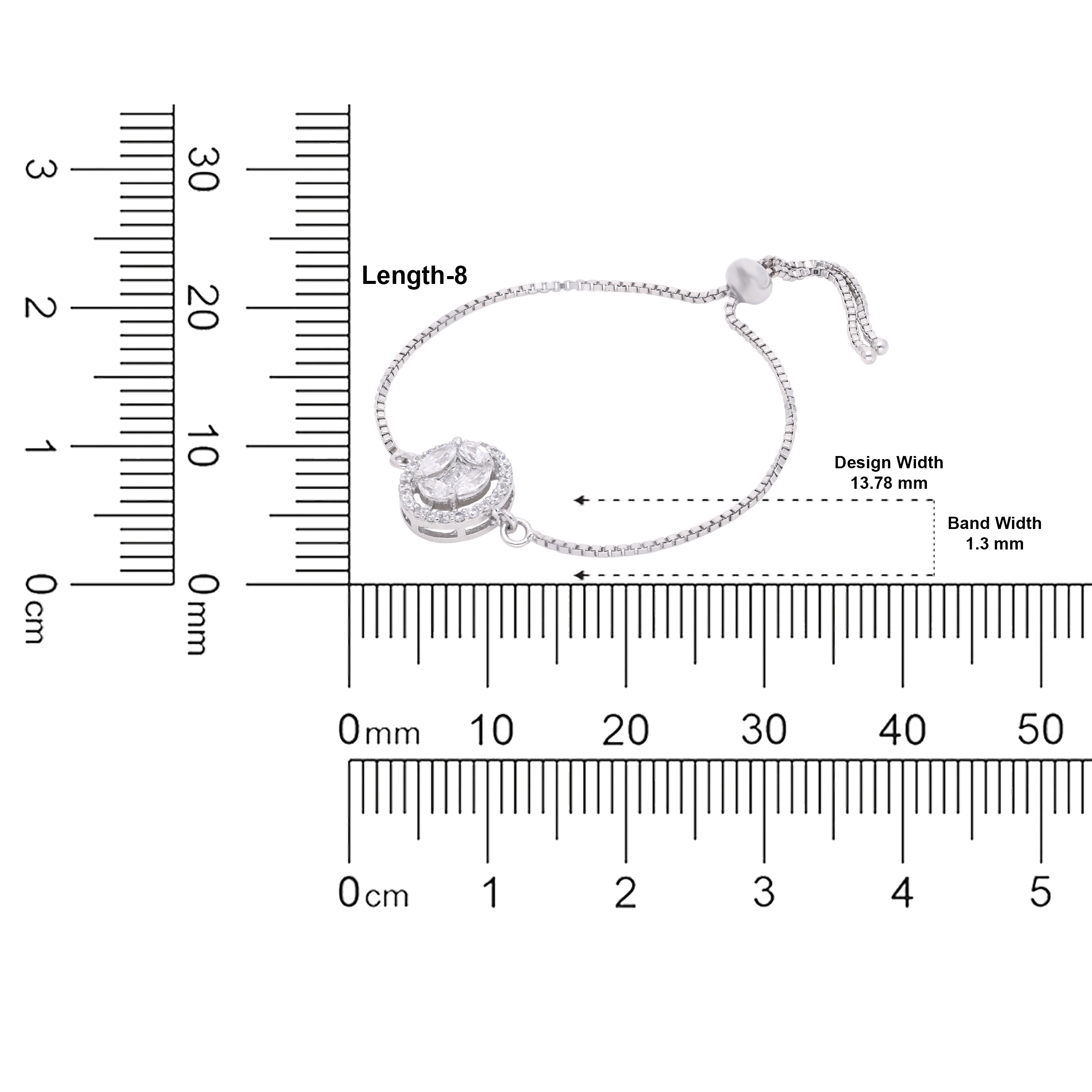 Round Halo Adjustable Sterling Silver Bracelet | SKU : 0022164162, 0022167767, 0003888377