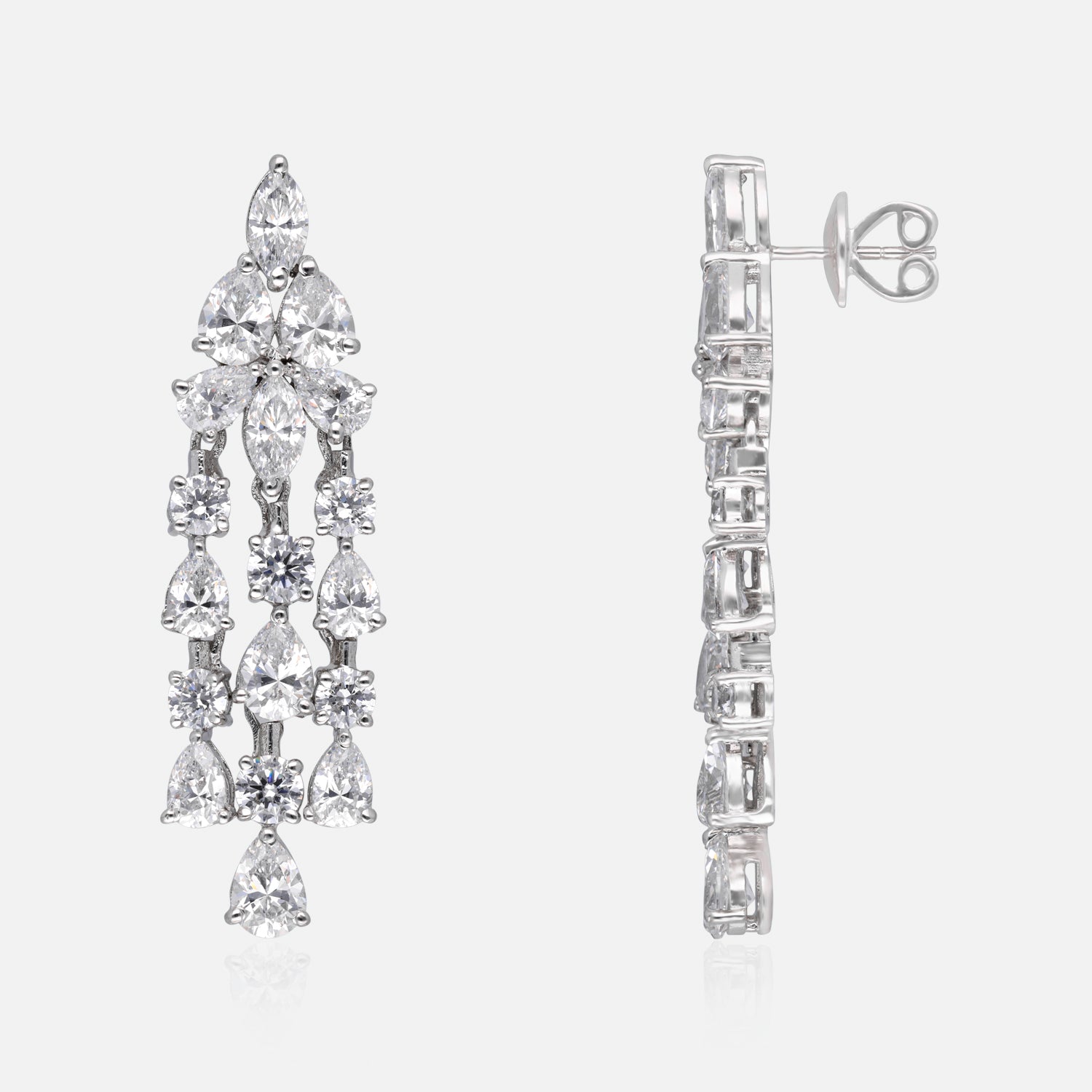 Floral Cascade Sterling Silver Drop Earrings | SKU : 0022178909, 0022179203, 0003894033