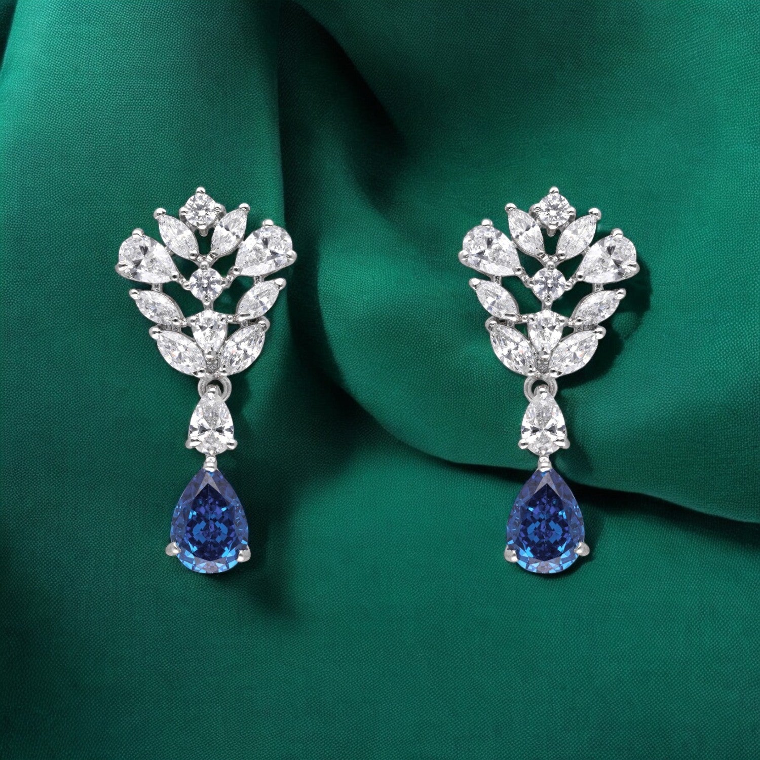 Floral Cluster Teardrop Sterling Silver Earrings | SKU :  0022178930, 0022179234, 0003894064