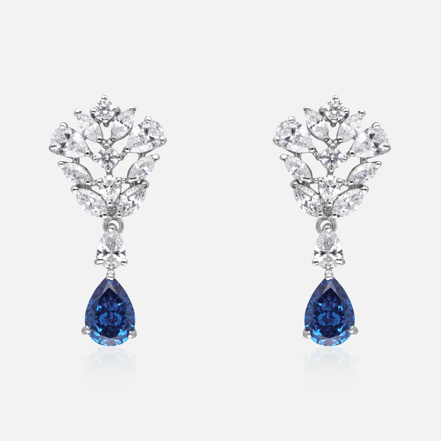 Floral Cluster Teardrop Sterling Silver Earrings | SKU :  0022178930, 0022179234, 0003894064