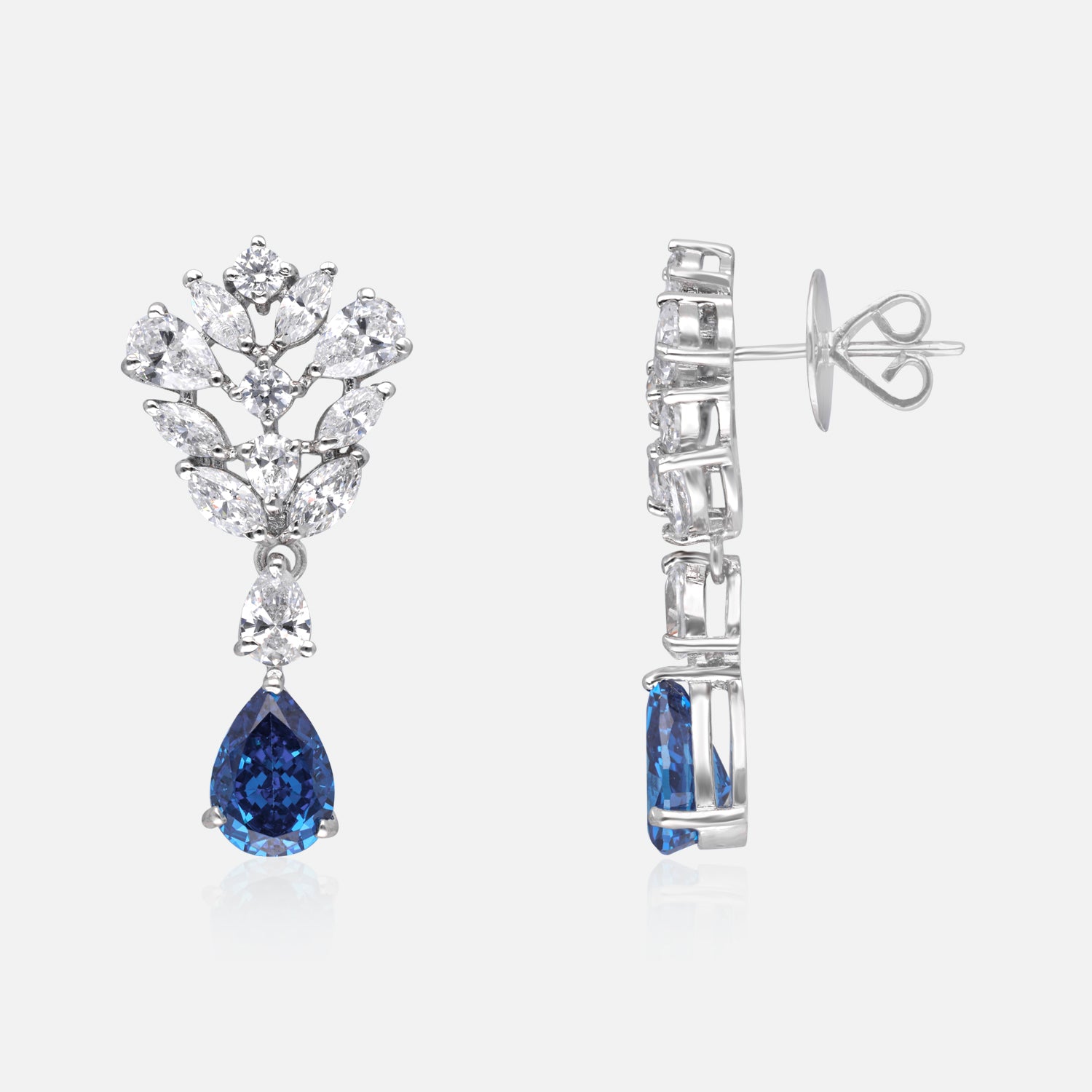 Floral Cluster Teardrop Sterling Silver Earrings | SKU :  0022178930, 0022179234, 0003894064