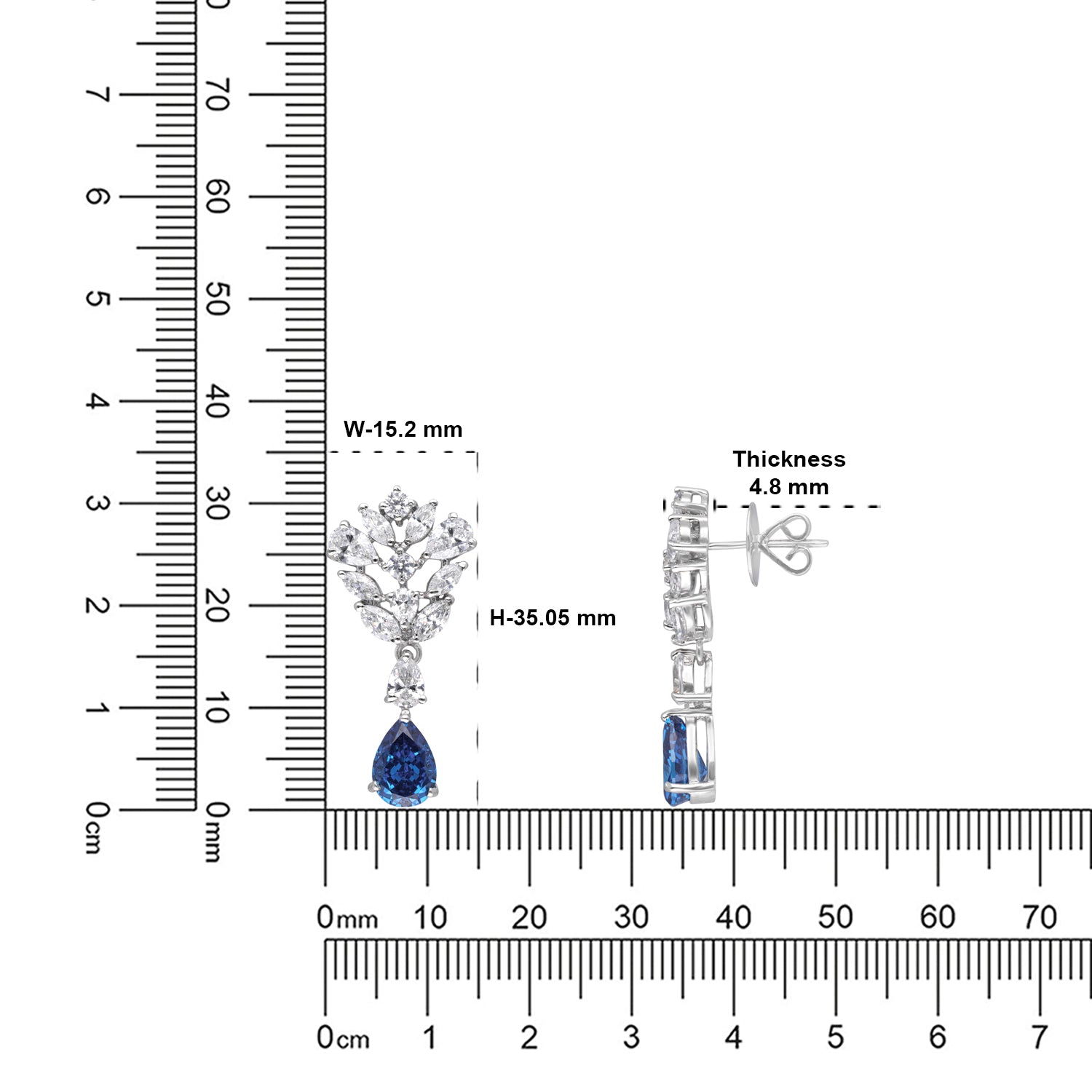 Floral Cluster Teardrop Sterling Silver Earrings | SKU :  0022178930, 0022179234, 0003894064