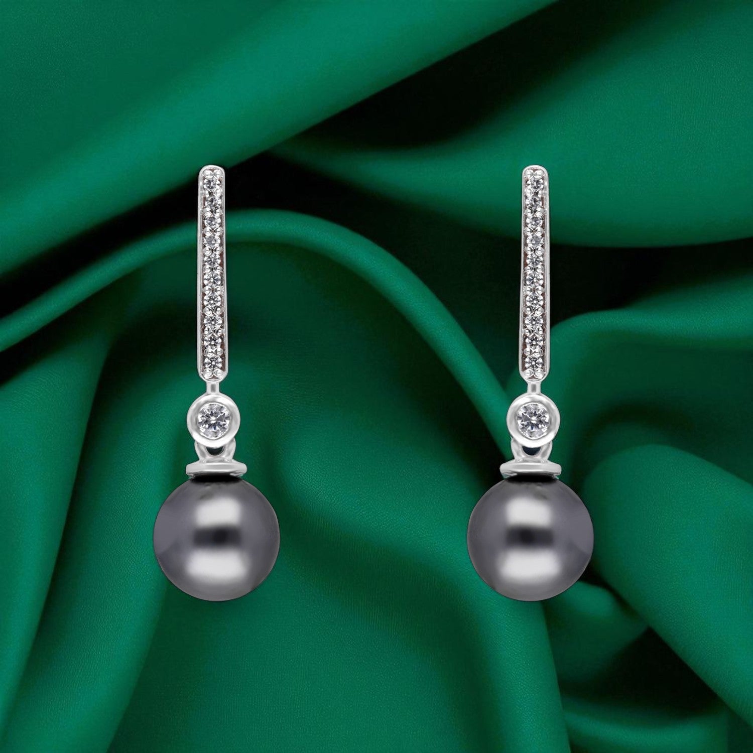 Black Pearl Sterling Silver Drop Earrings | SKU :  0022179005, 0003894132