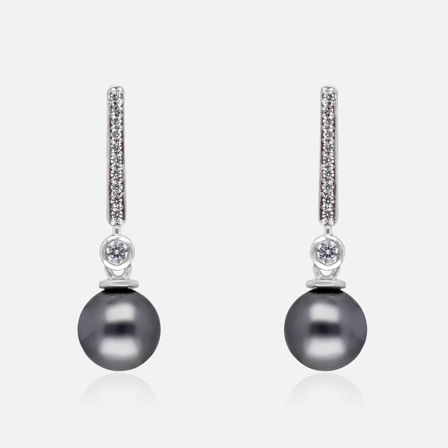 Black Pearl Sterling Silver Drop Earrings | SKU :  0022179005, 0003894132
