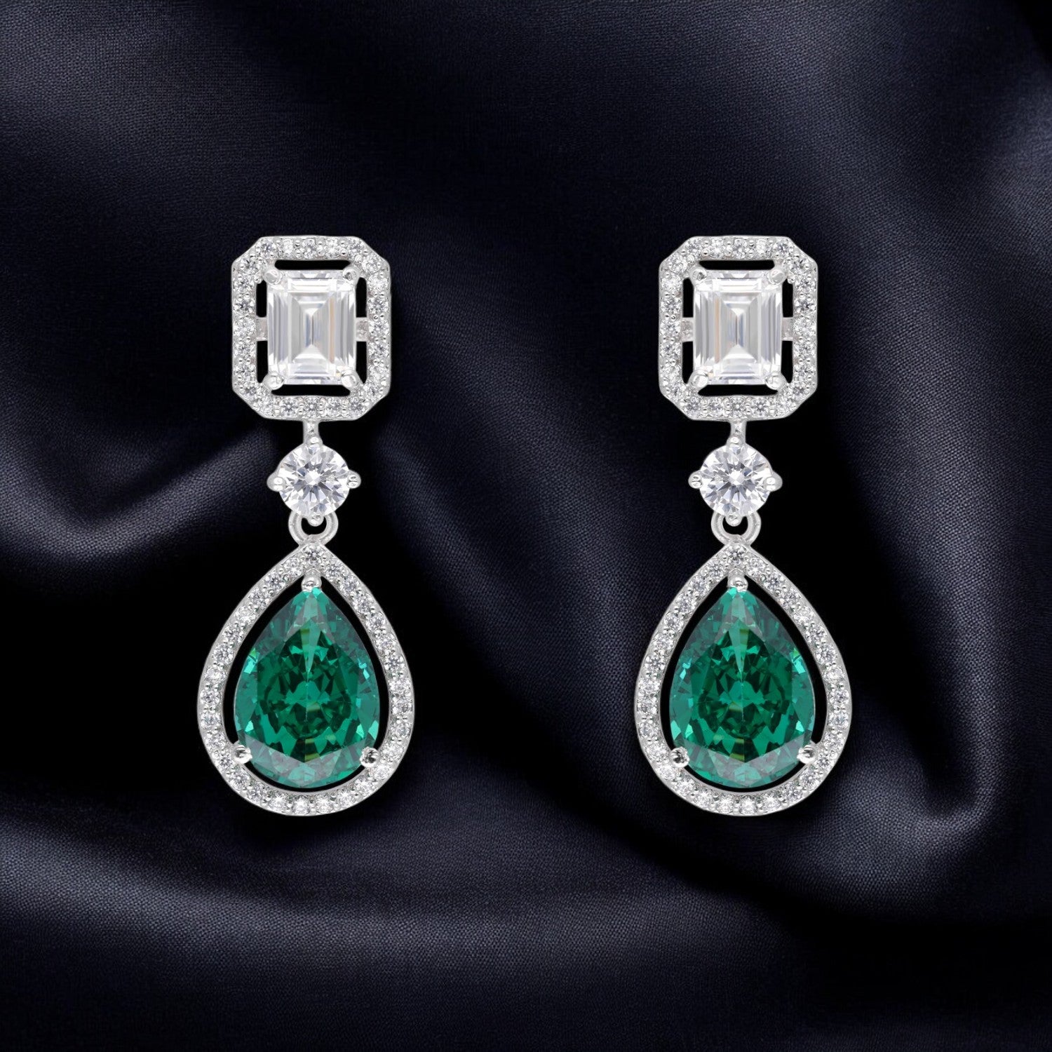 Teardrop Stone Sterling Silver Earrings | SKU : 0022178916, 0022179210, 0003894040
