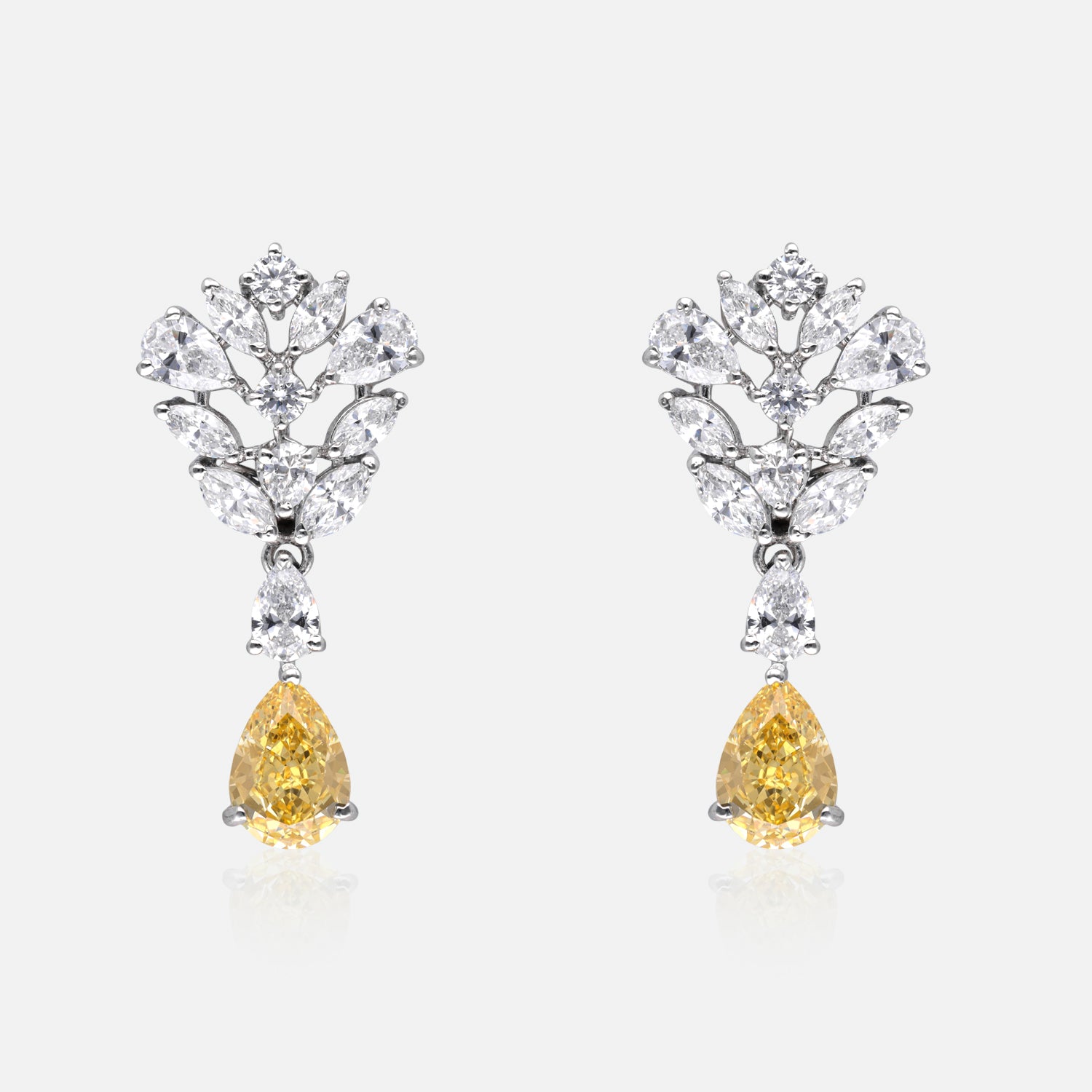 Floral Cluster Teardrop Sterling Silver Earrings | SKU :  0022178930, 0022179234, 0003894064