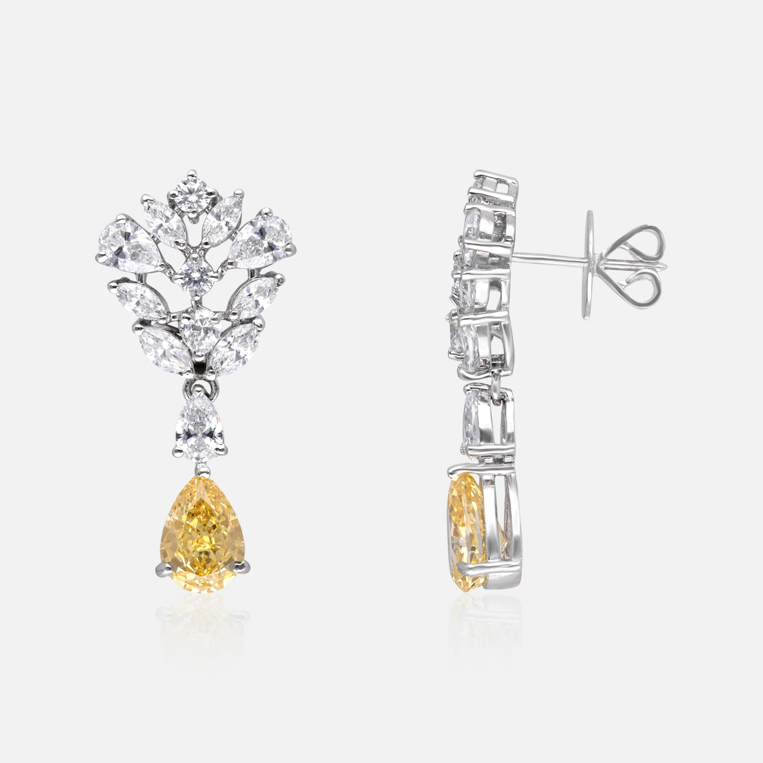 Floral Cluster Teardrop Sterling Silver Earrings | SKU :  0022178930, 0022179234, 0003894064