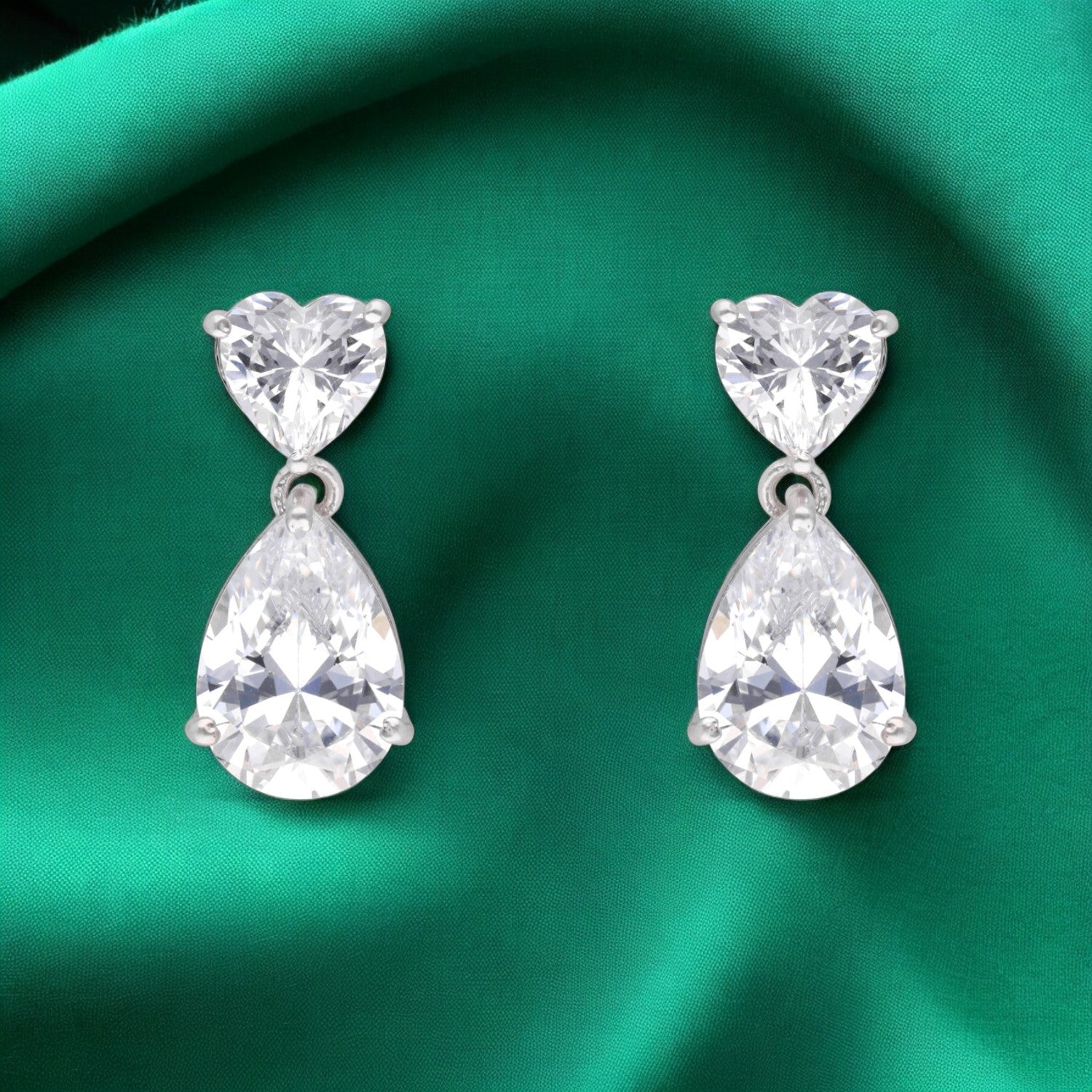 Heart & Teardrop Sterling Silver Drop Earrings | SKU :  0022178985, 0022179289, 0003894118