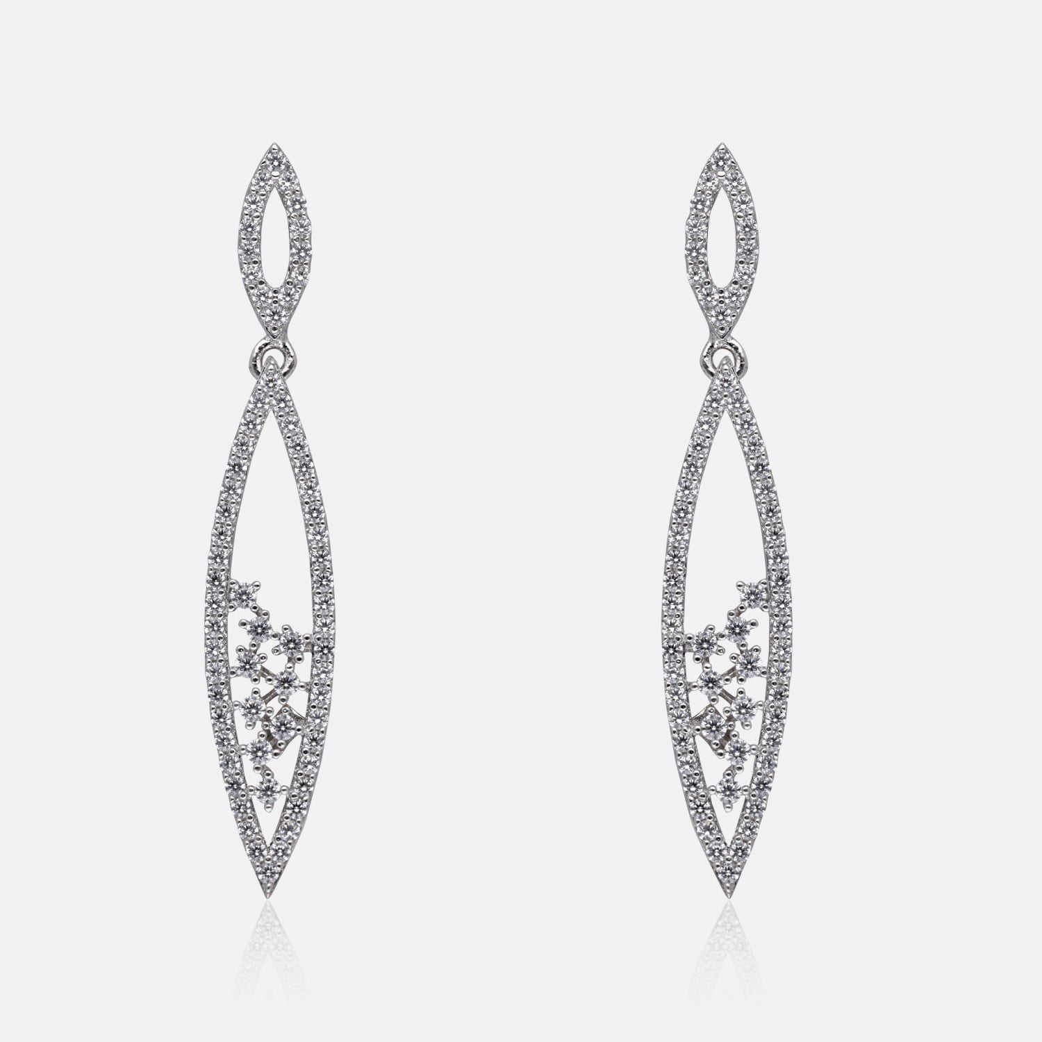 Marquise Frame Sterling Silver Drop Earrings | SKU :  0022179029, 0022179326, 0003894156