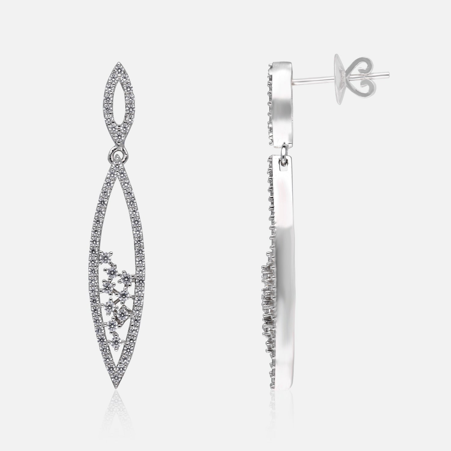 Marquise Frame Sterling Silver Drop Earrings | SKU :  0022179029, 0022179326, 0003894156