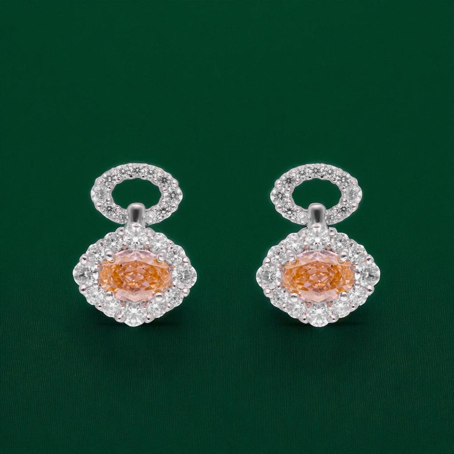 Sterling Silver Halo Earrings with Sapphire Blue, Sunset Orange & Sunshine Yellow Gemstones | SKU : 0022195883, 0022194497, 0003904244