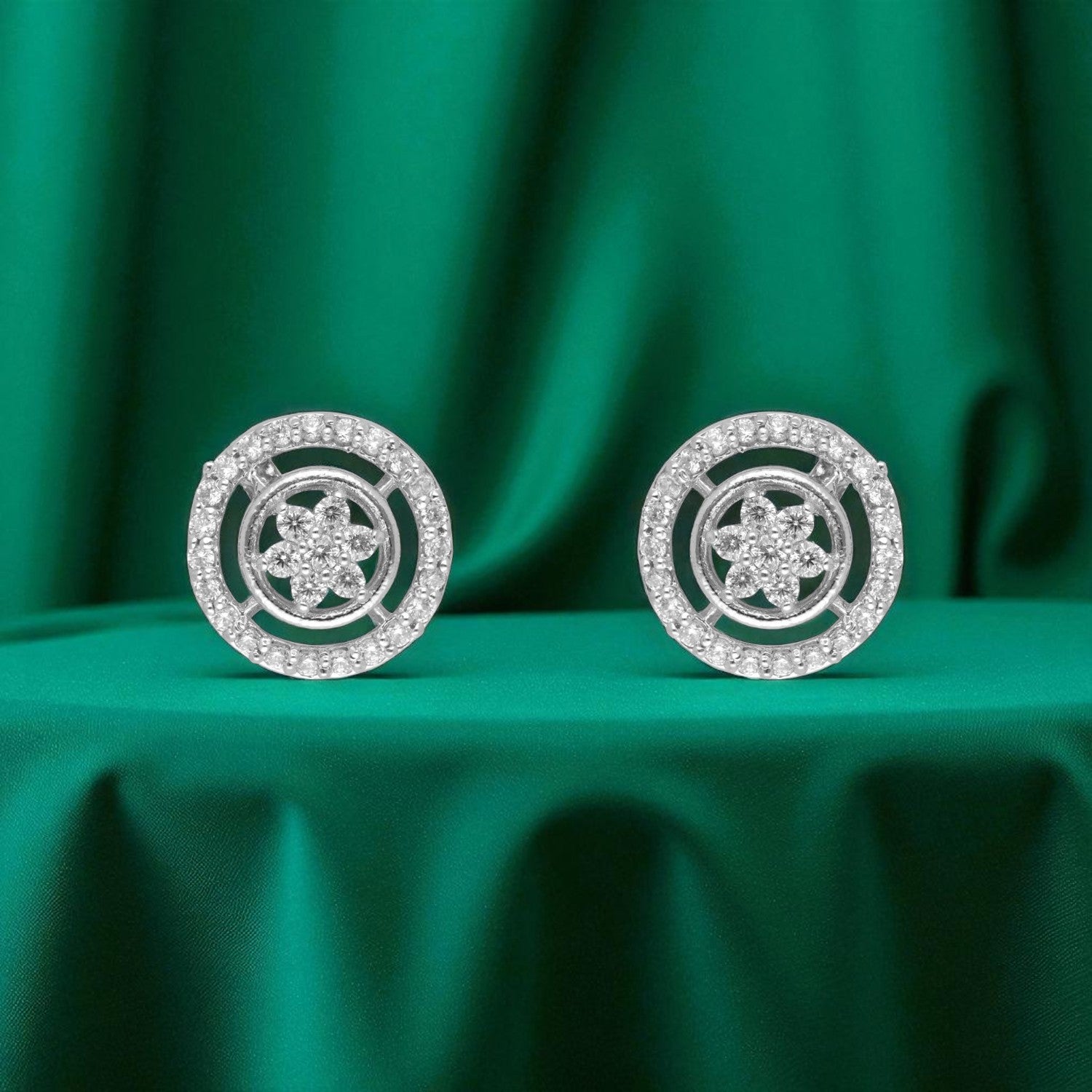 Eternal Glow – Diamond Cluster Halo Stud Earrings | SKU : 0022196019, 0022194626