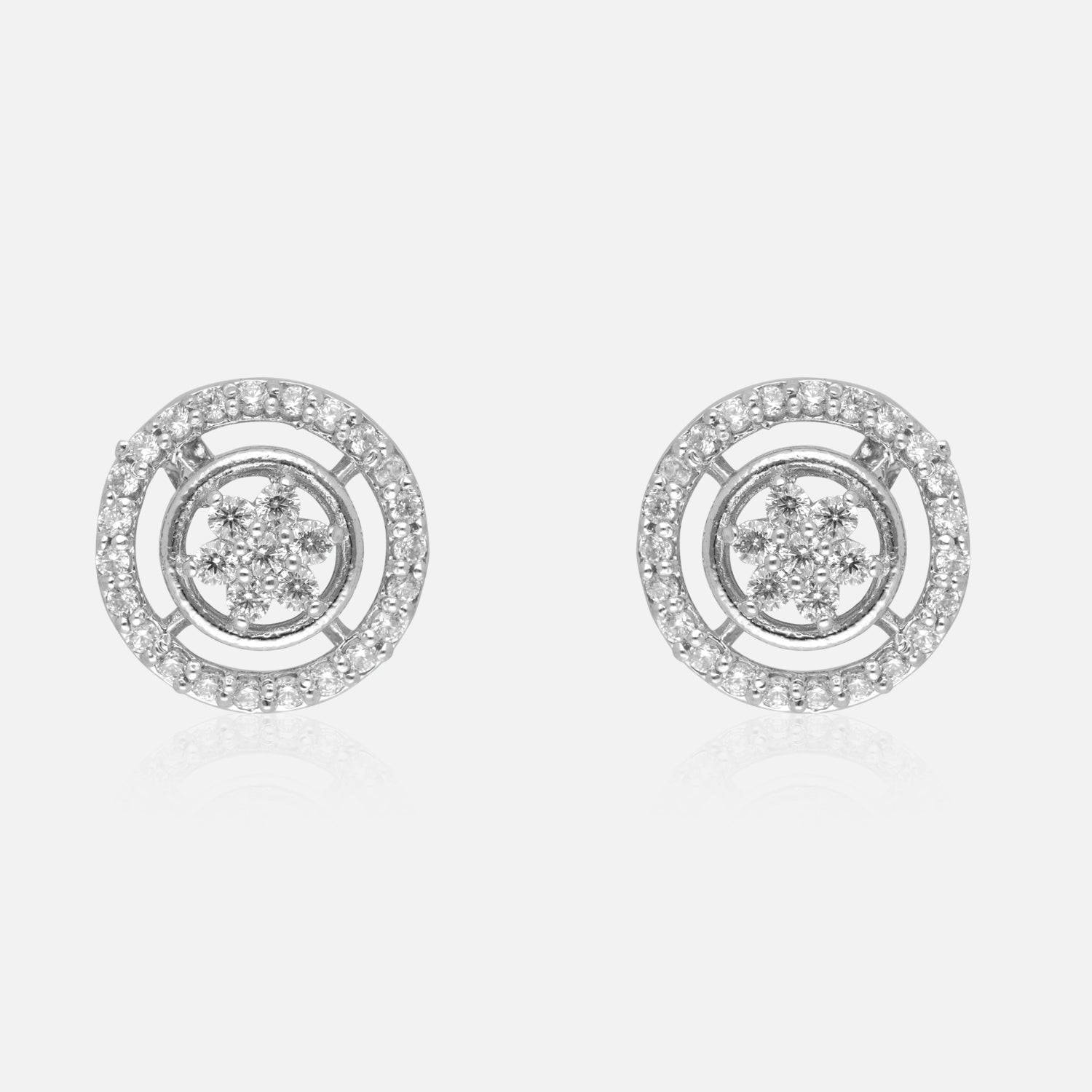 Eternal Glow – Diamond Cluster Halo Stud Earrings | SKU : 0022196019, 0022194626