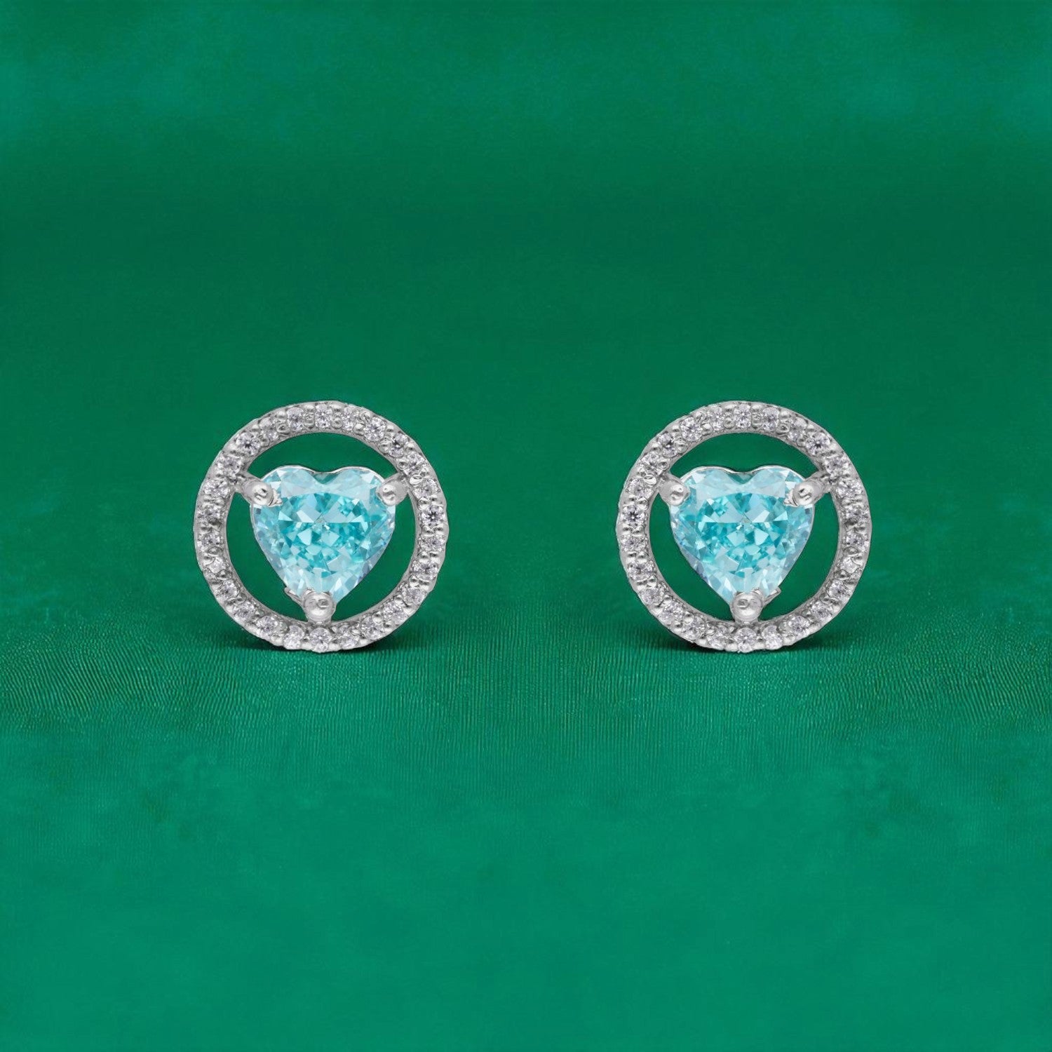 Eternal Love – Heart-Shaped Halo Gemstone Stud Earrings | SKU : 0022196057, 0022194664, 0003904411