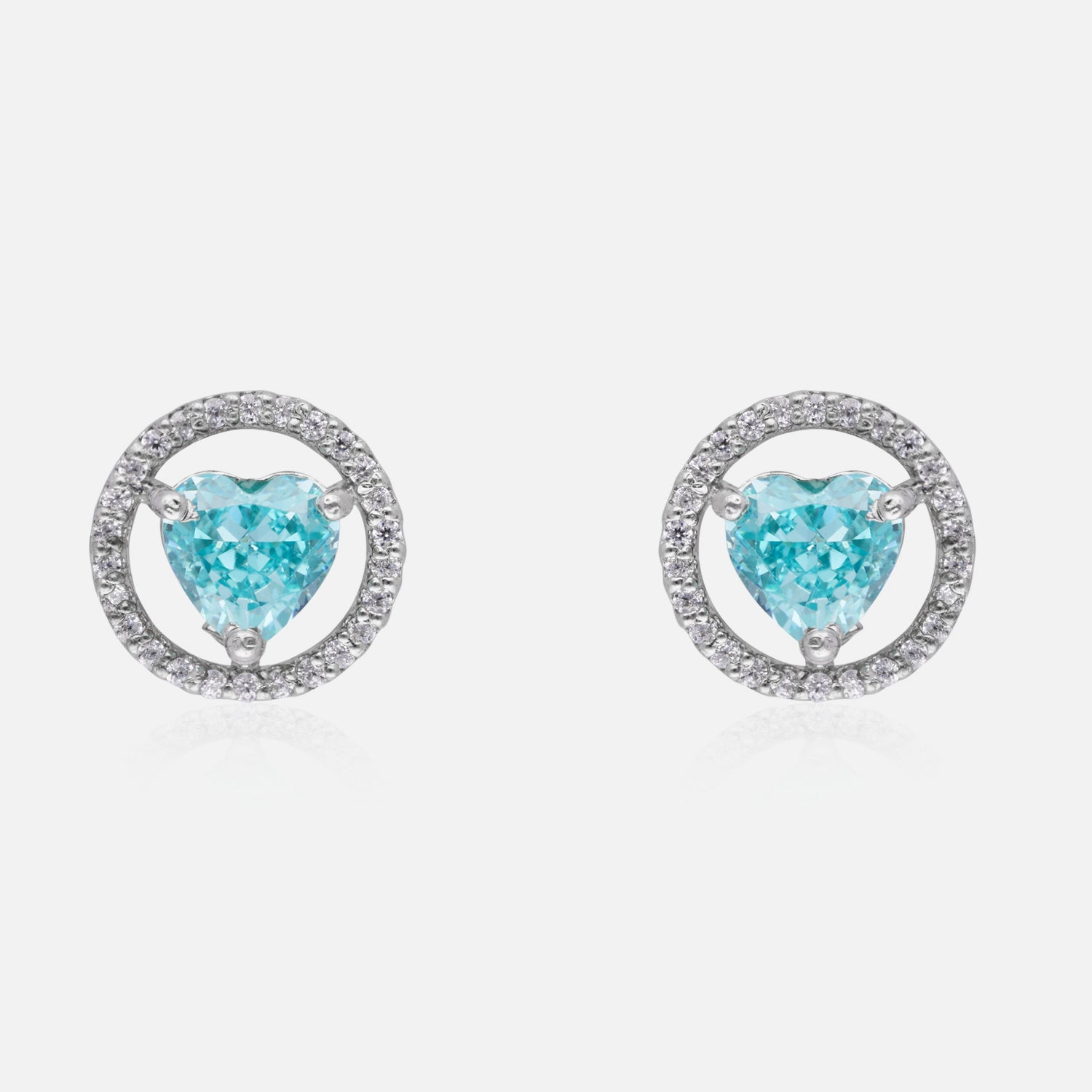 Eternal Love – Heart-Shaped Halo Gemstone Stud Earrings | SKU : 0022196057, 0022194664, 0003904411