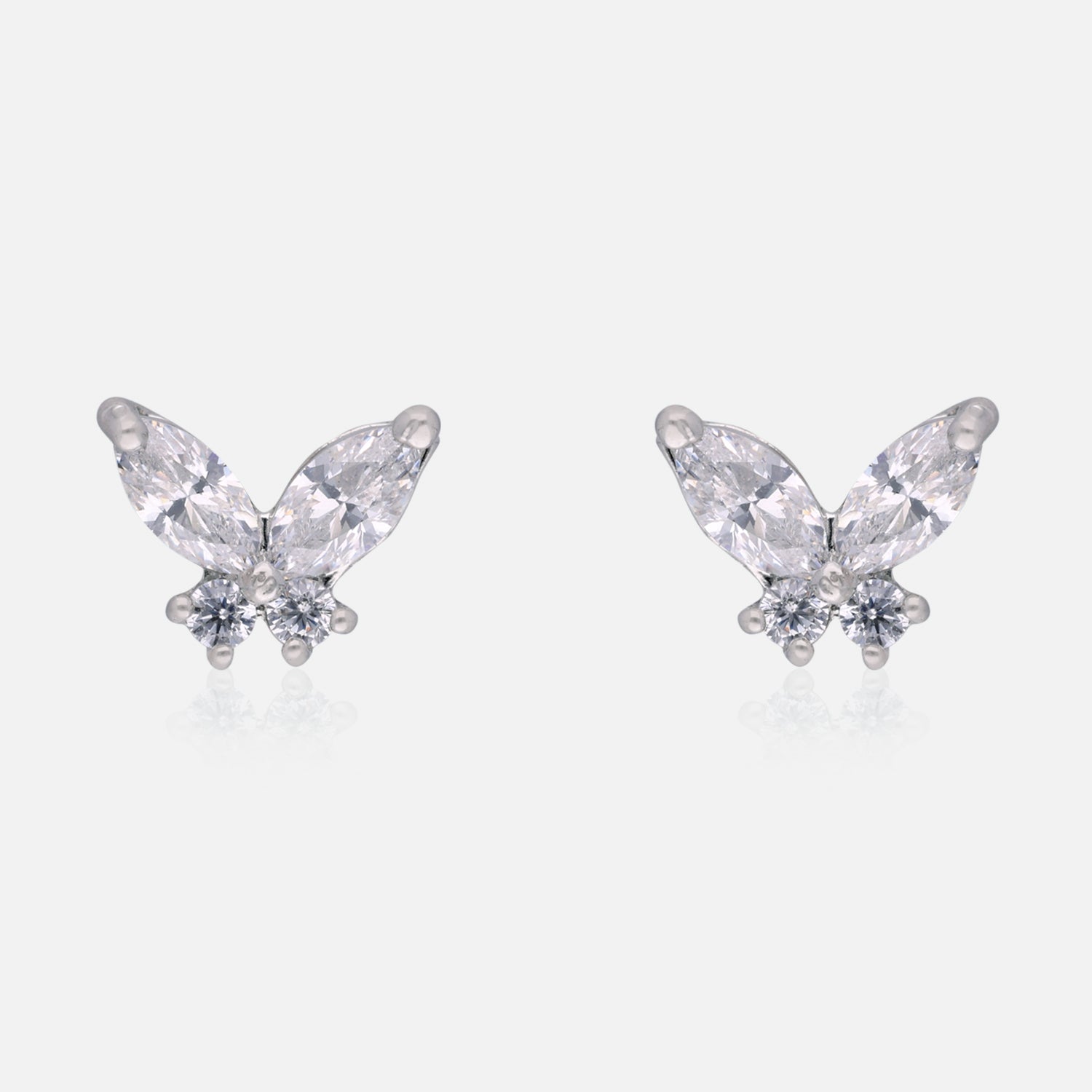 Sterling Silver Butterfly-Inspired Cubic Zirconia Stud Earrings | SKU : 0022196385, 0022194992, 0003904749