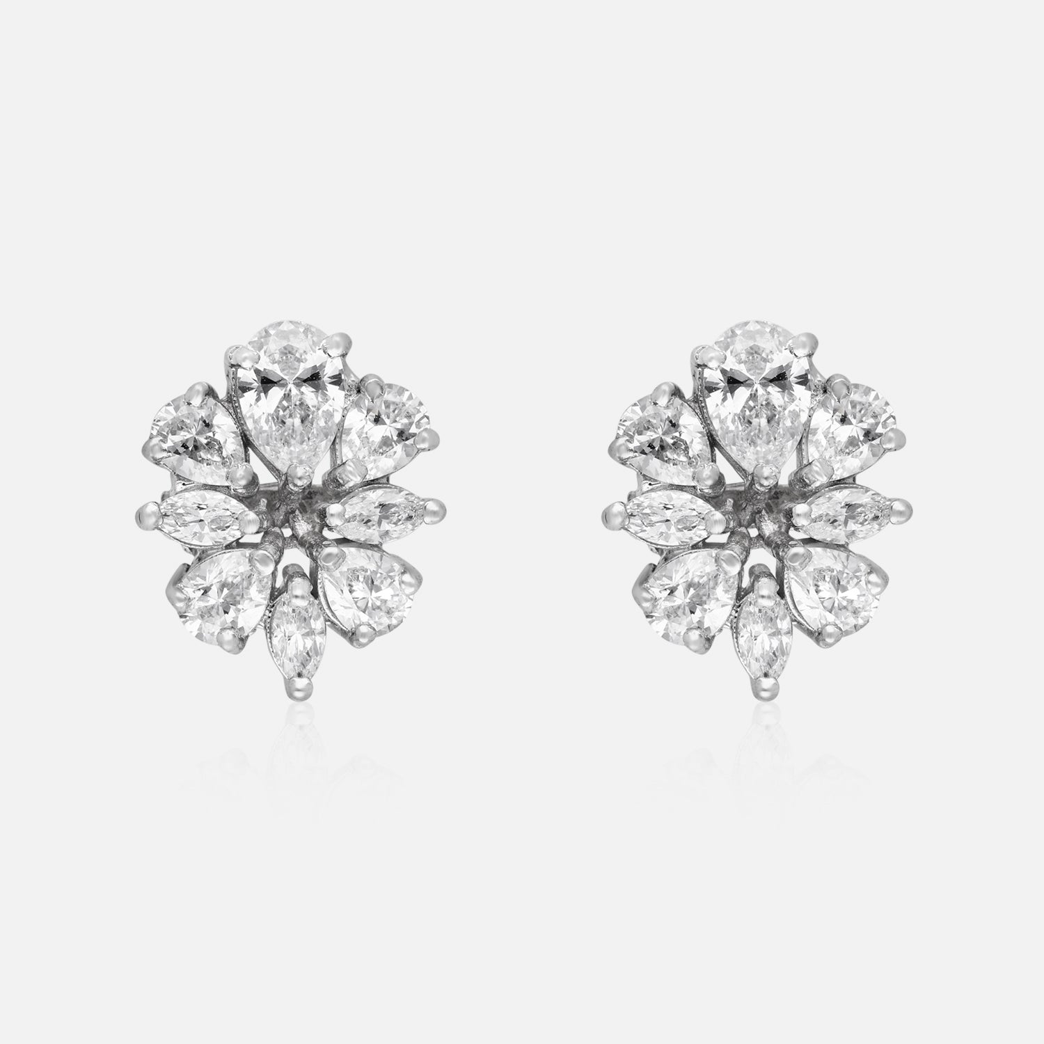 Dazzling Bloom – Cluster Diamond Floral Stud Earrings | SKU : 0022195821, 0022194435, 0003904183