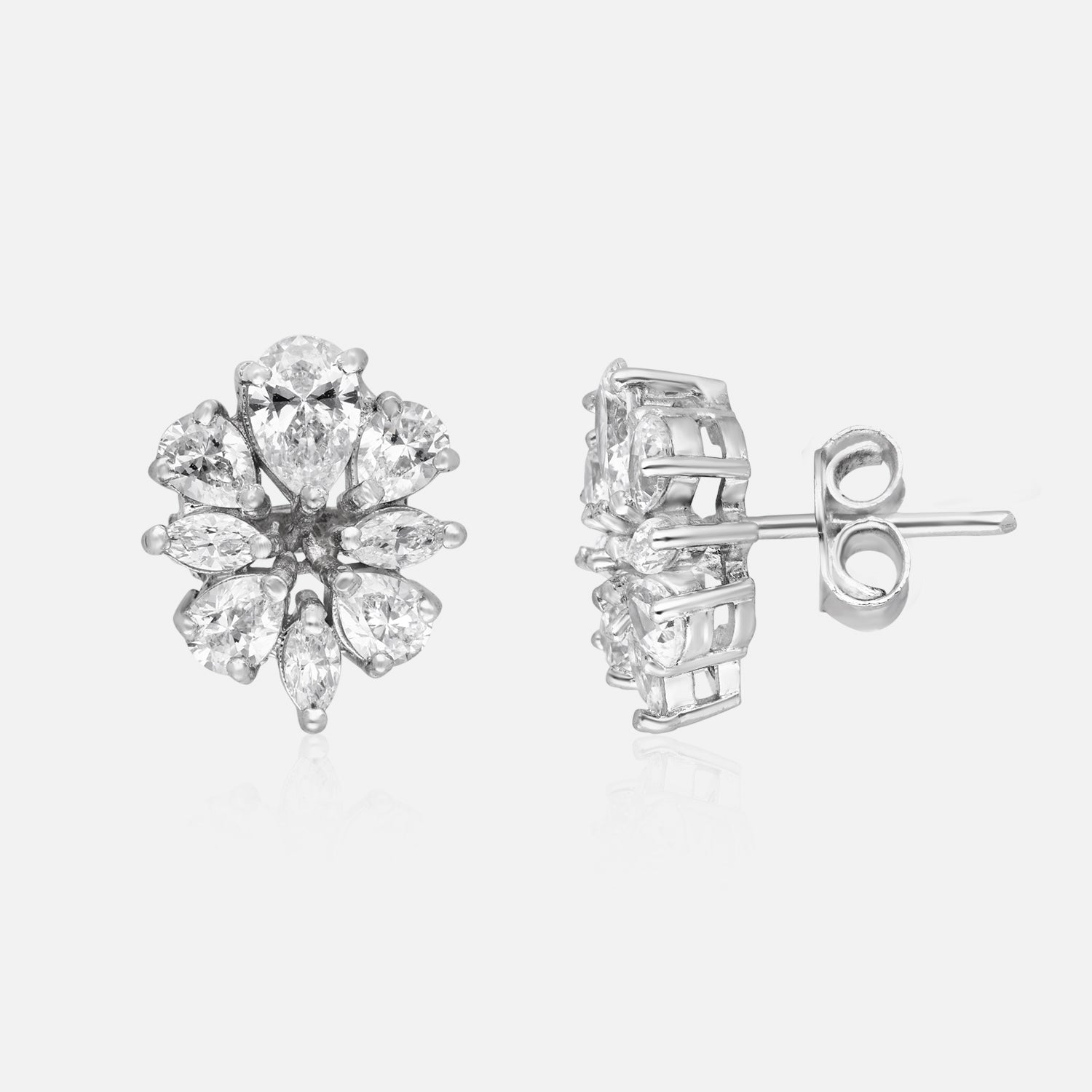 Dazzling Bloom – Cluster Diamond Floral Stud Earrings | SKU : 0022195821, 0022194435, 0003904183