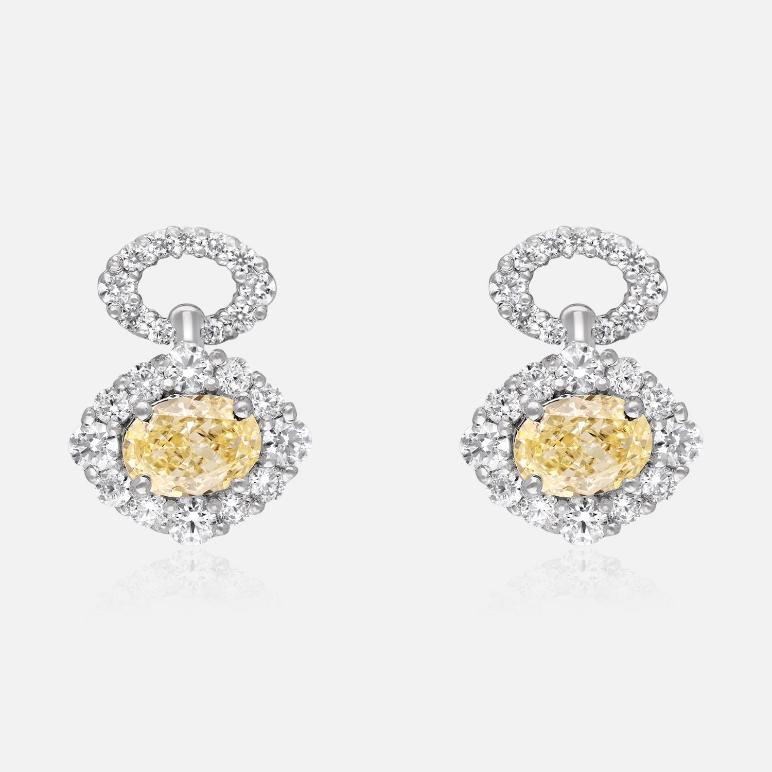 Sterling Silver Halo Earrings with Sapphire Blue, Sunset Orange & Sunshine Yellow Gemstones | SKU : 0022195883, 0022194497, 0003904244