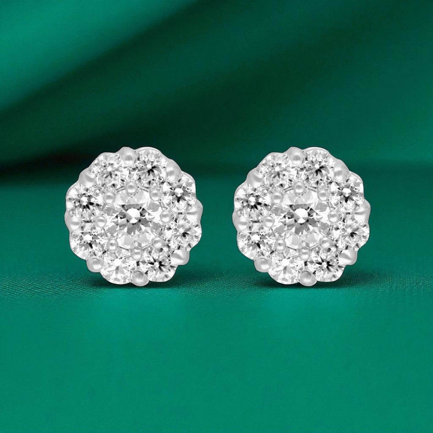 Brilliant Bloom – Cluster Cubic Zirconia Stud Earrings | SKU : 0022196002, 0022194619, 0003904367