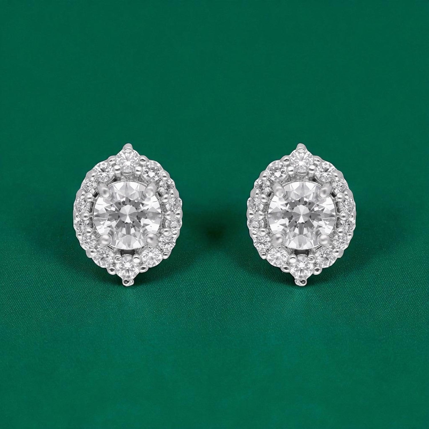 Eternal Spark – Halo Cubic Zirconia Stud Earrings | SKU : 0022196095, 0022194701, 0003904459