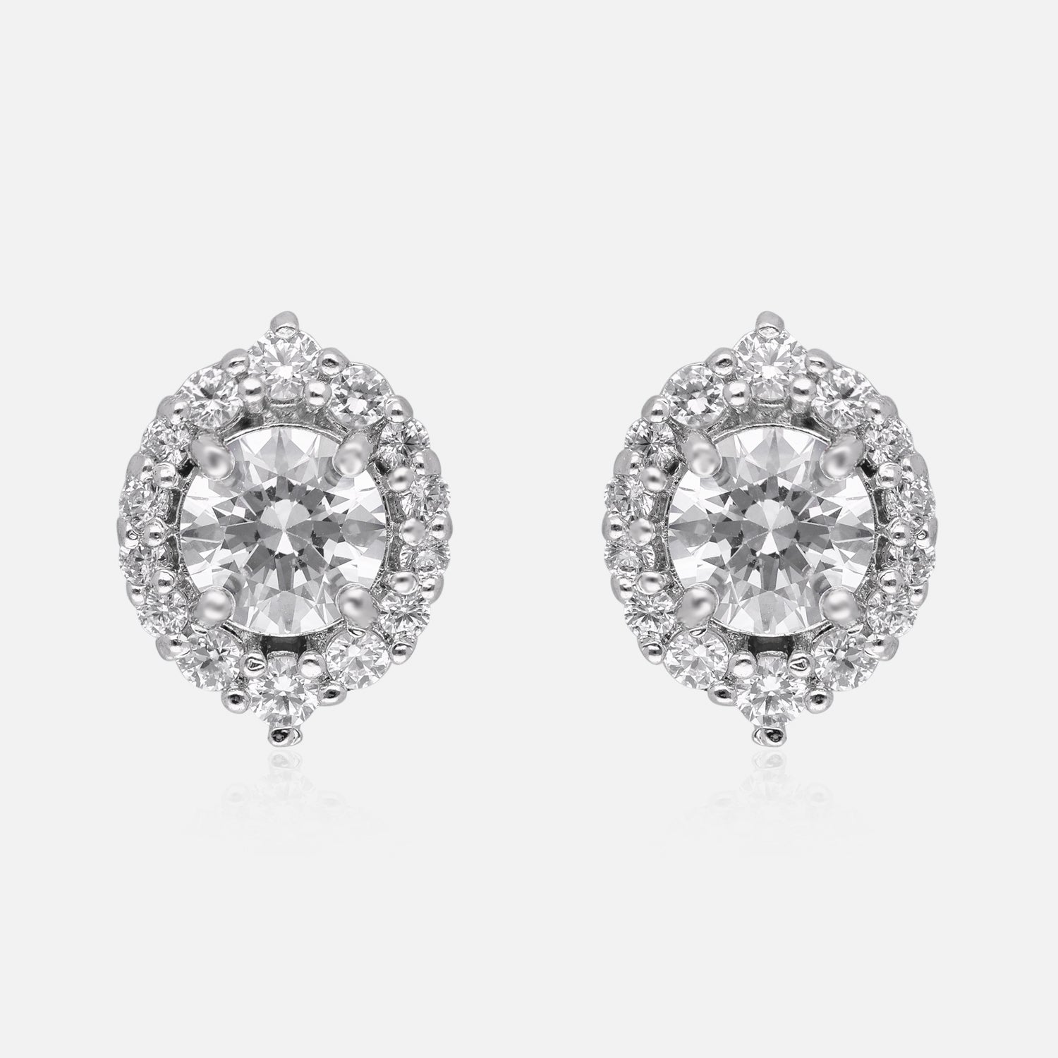 Eternal Spark – Halo Cubic Zirconia Stud Earrings | SKU : 0022196095, 0022194701, 0003904459