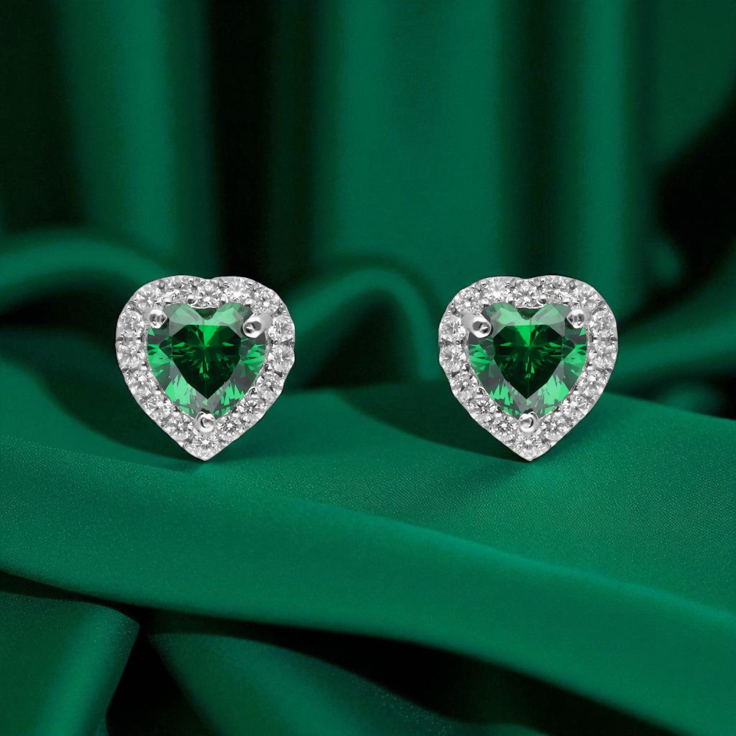 Eternal Heart Halo Stud Earrings – A Celebration of Love & Elegance | SKU : 0022196118, 0022194725, 0003904473