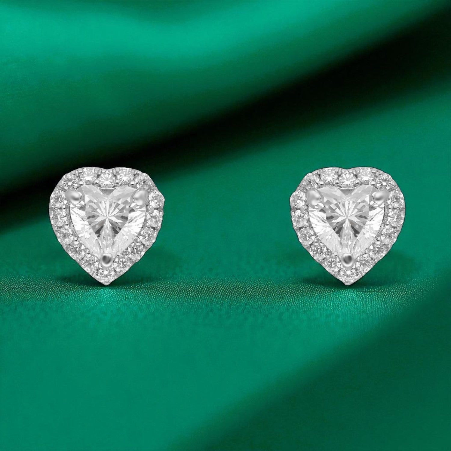 Eternal Love – Heart Halo Cubic Zirconia Stud Earrings | SKU : 0022196125, 0022194732, 0003904480