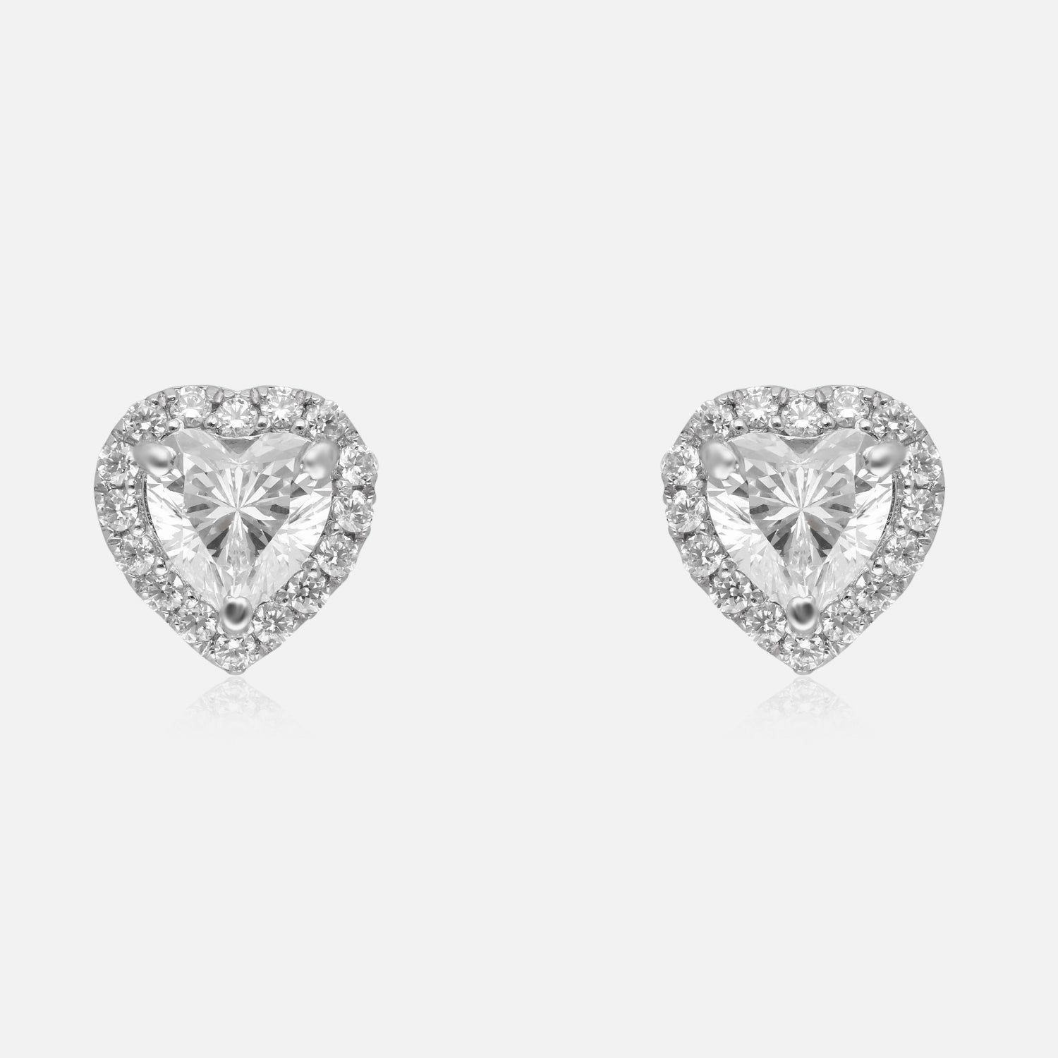 Eternal Love – Heart Halo Cubic Zirconia Stud Earrings | SKU : 0022196125, 0022194732, 0003904480