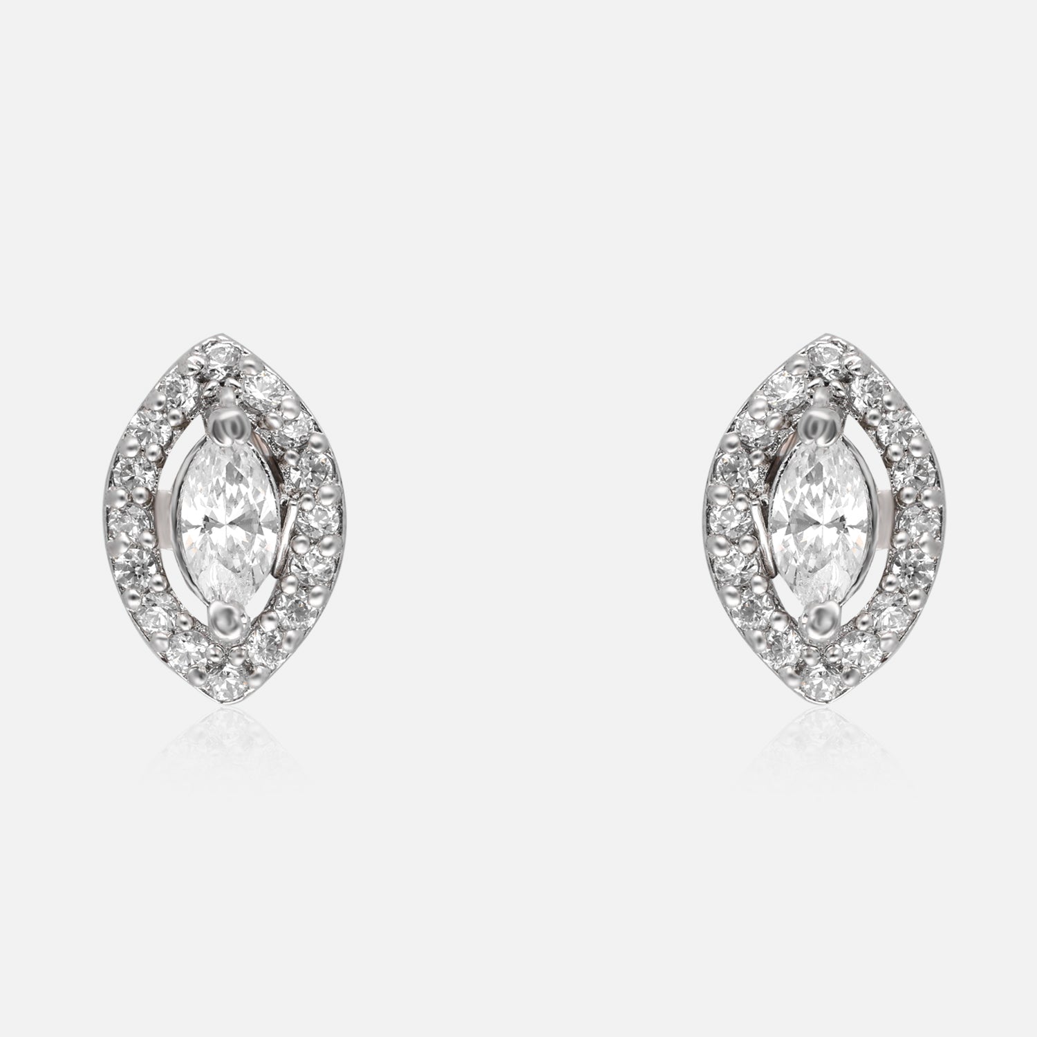 Radiant Grace – Marquise Halo Cubic Zirconia Stud Earrings | SKU : 0022196224, 0022194831, 0003904589