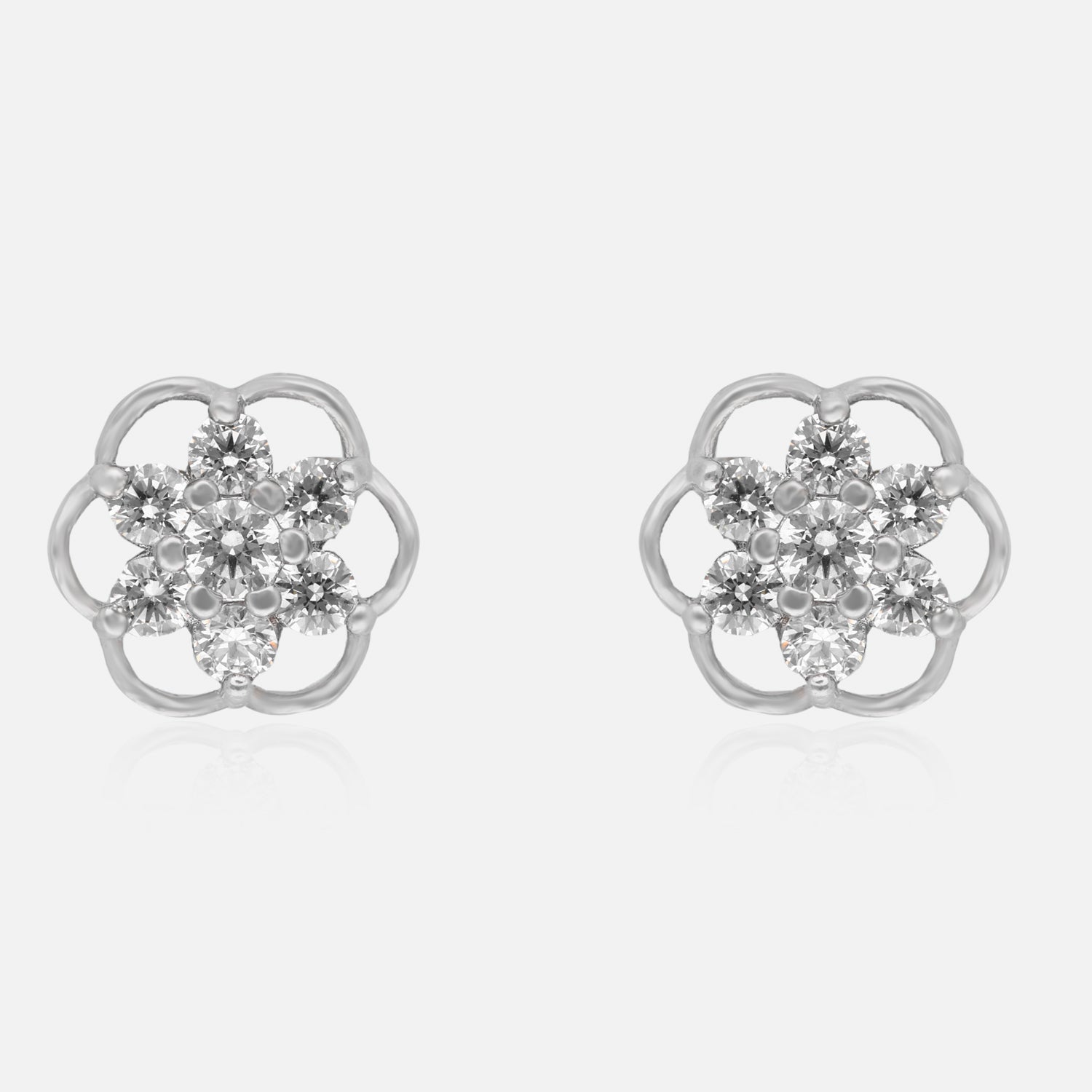 Eternal Blossom – Floral Cubic Zirconia Stud Earrings | SKU : 0022196248, 0022194855, 0003904602