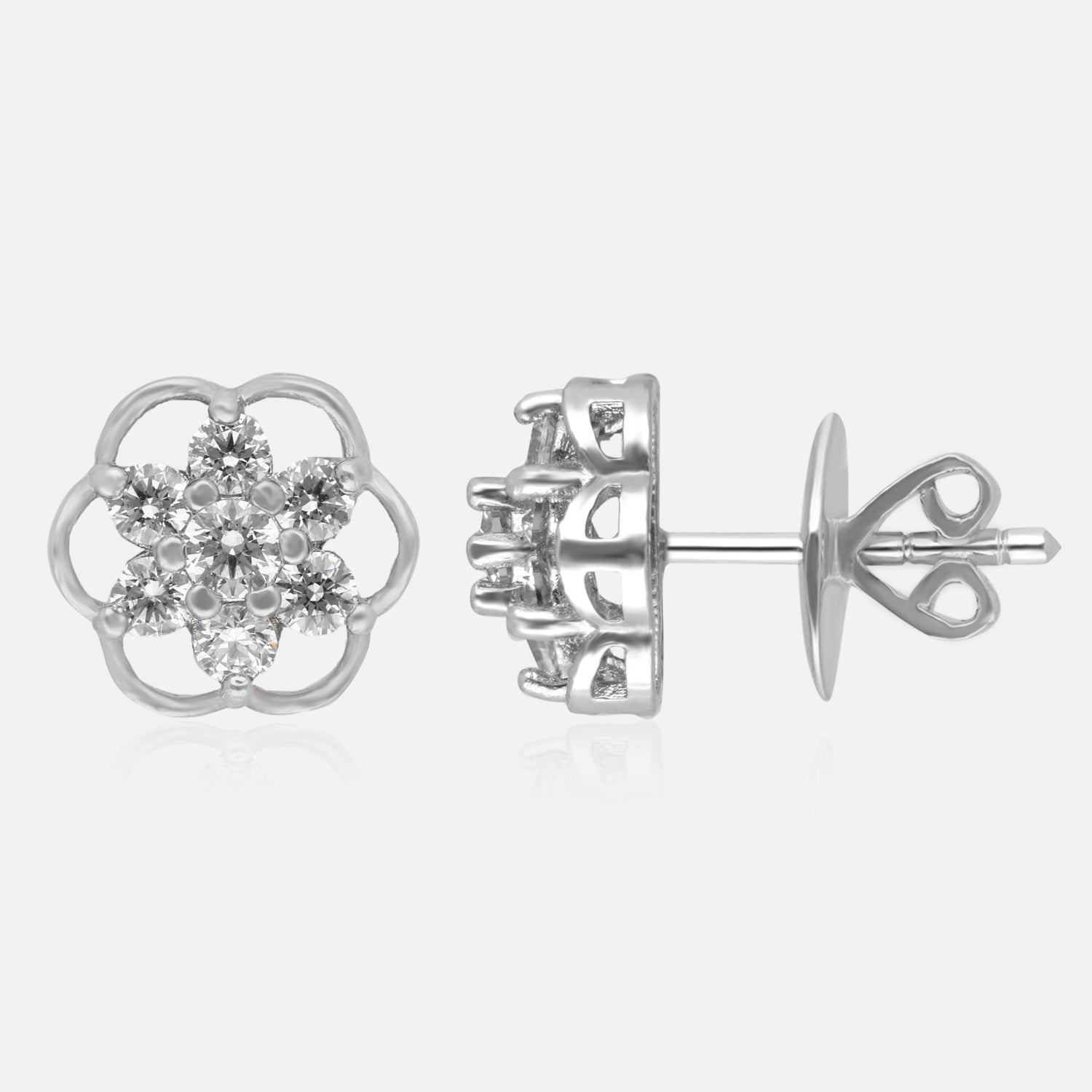 Eternal Blossom – Floral Cubic Zirconia Stud Earrings | SKU : 0022196248, 0022194855, 0003904602
