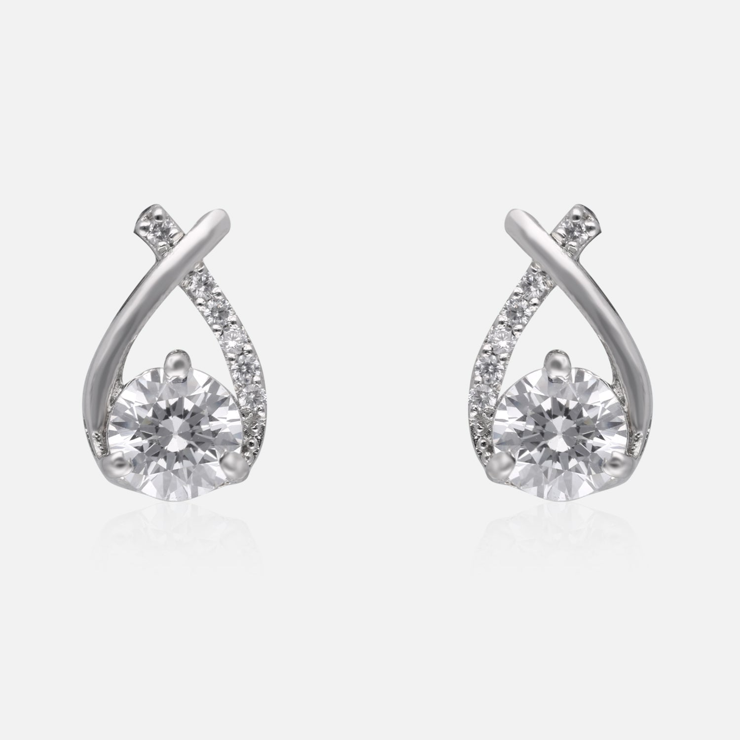 Infinity Glow – Twisted Drop Cubic Zirconia Stud Earrings | SKU : 0022196286, 0022194893, 0003904640