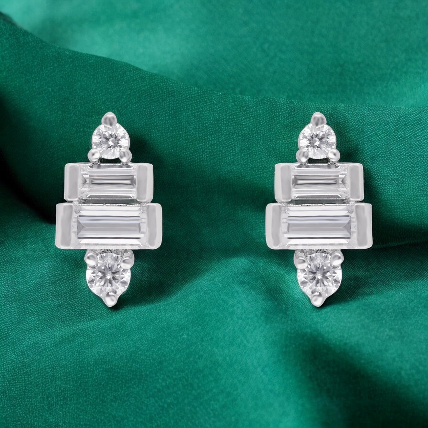 Urban Chic – Baguette & Round Cubic Zirconia Stud Earrings | SKU : 0022196309, 0022194916, 0003904664