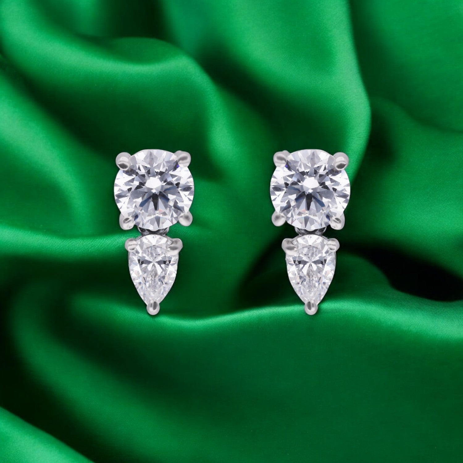 Radiant Duo-Cut White Sapphire Stud Earrings in Sterling Silver | SKU : 0022196330, 0022194947, 0003904695