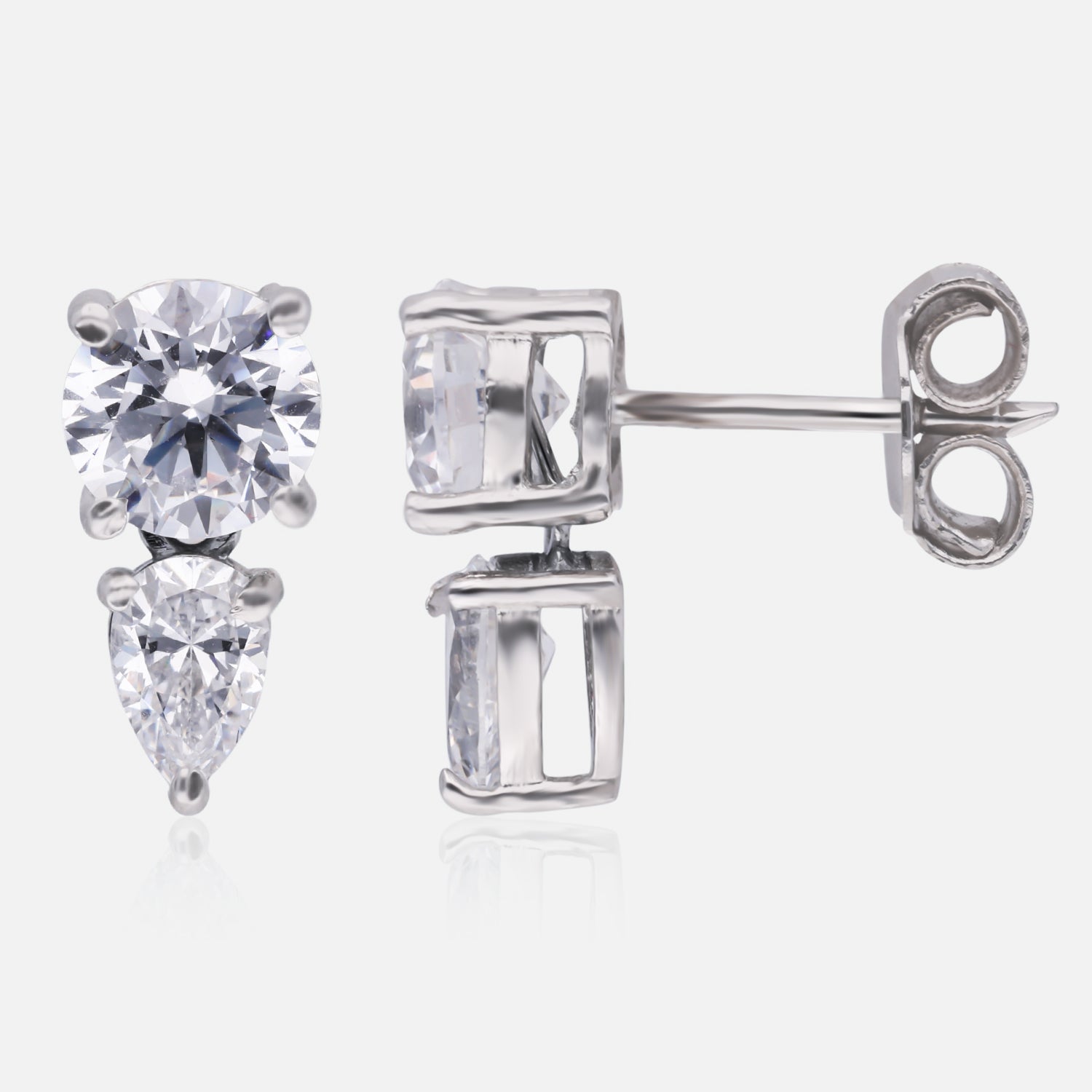 Radiant Duo-Cut White Sapphire Stud Earrings in Sterling Silver | SKU : 0022196330, 0022194947, 0003904695