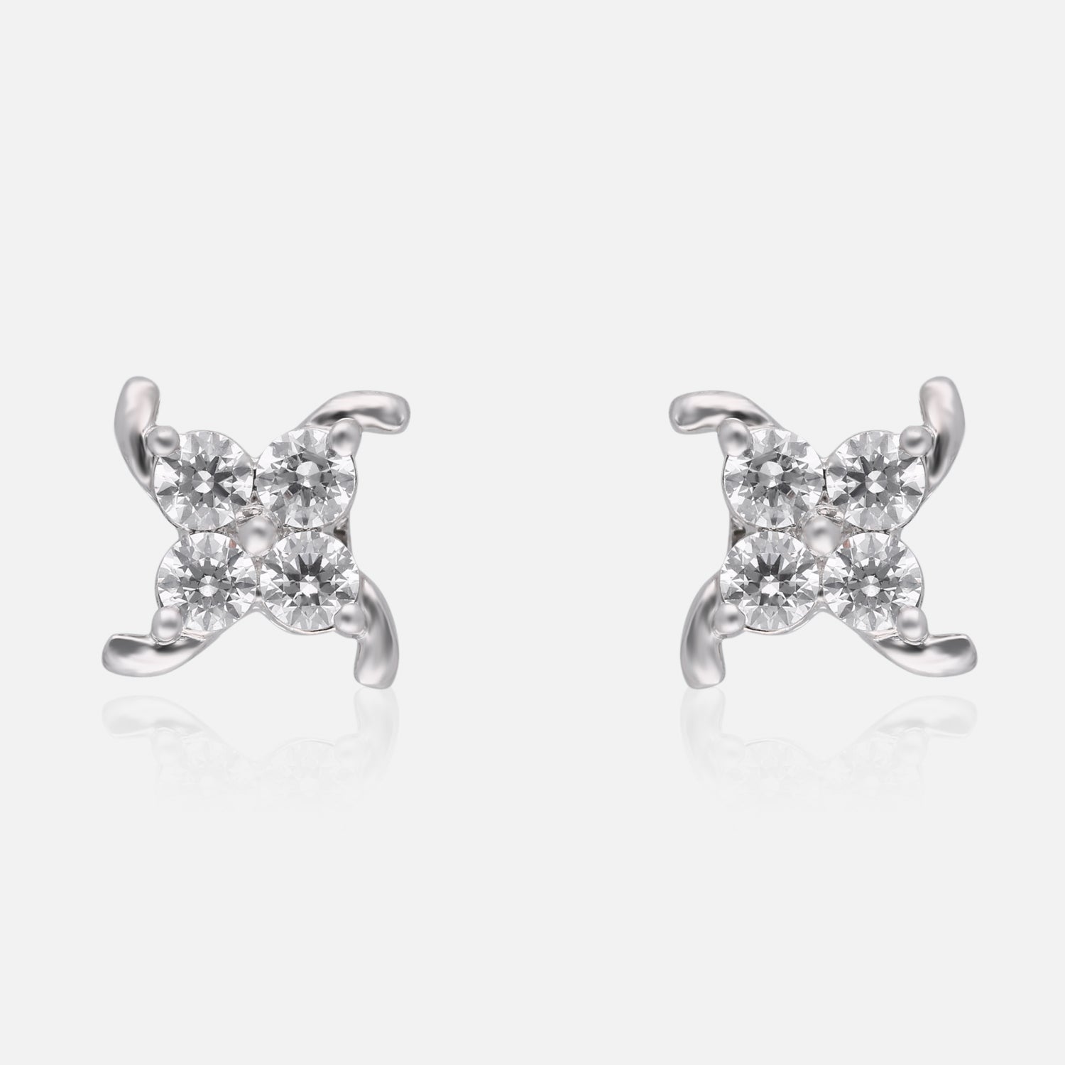 Clustered Brilliance Diamond-Style Stud Earrings in Sterling Silver | SKU : 0022196361, 0022194978, 0003904725